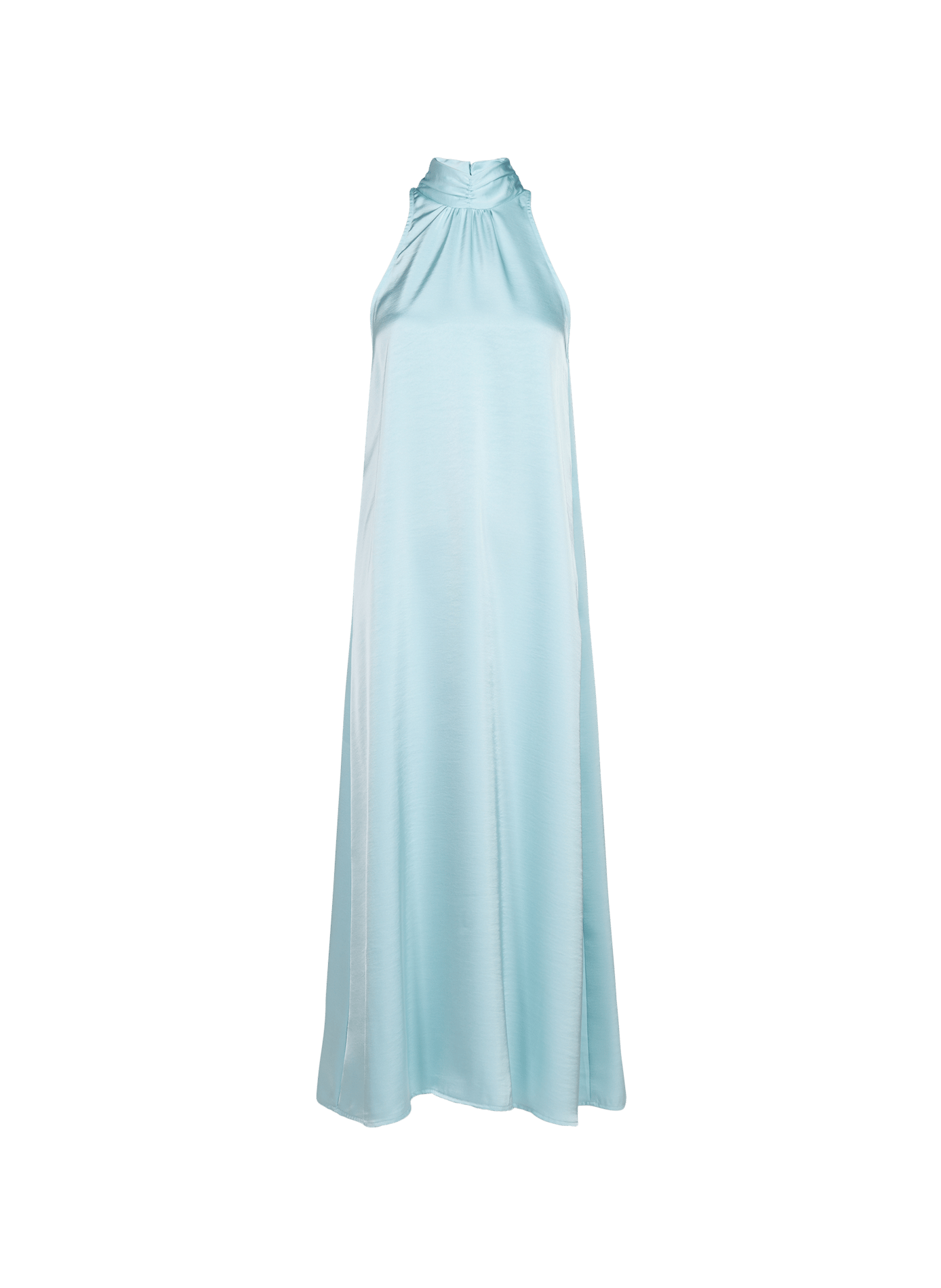 Long satin dress with decorative scarf OBJECT Blue