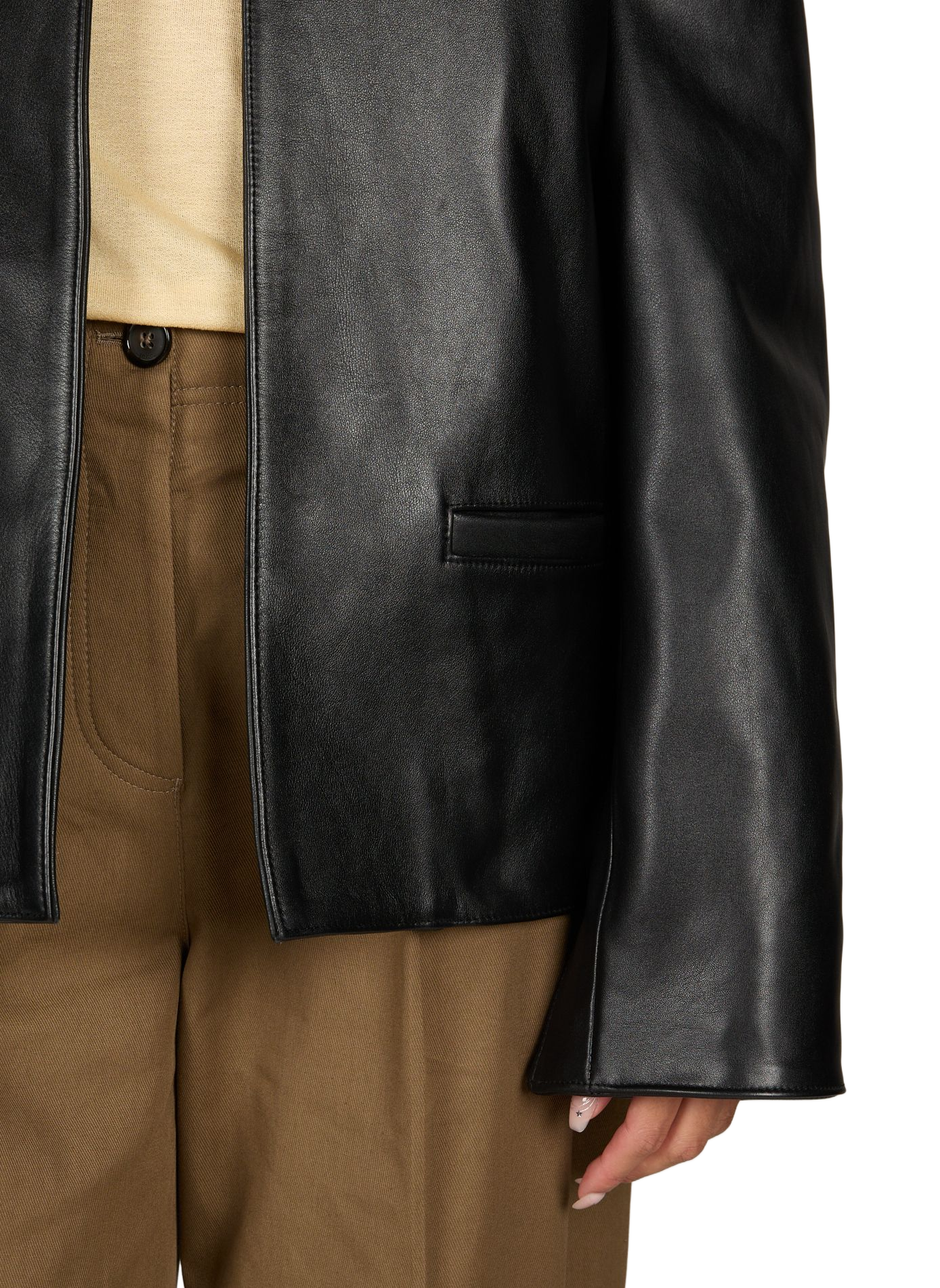 Veste unie en cuir TOTEME Noir