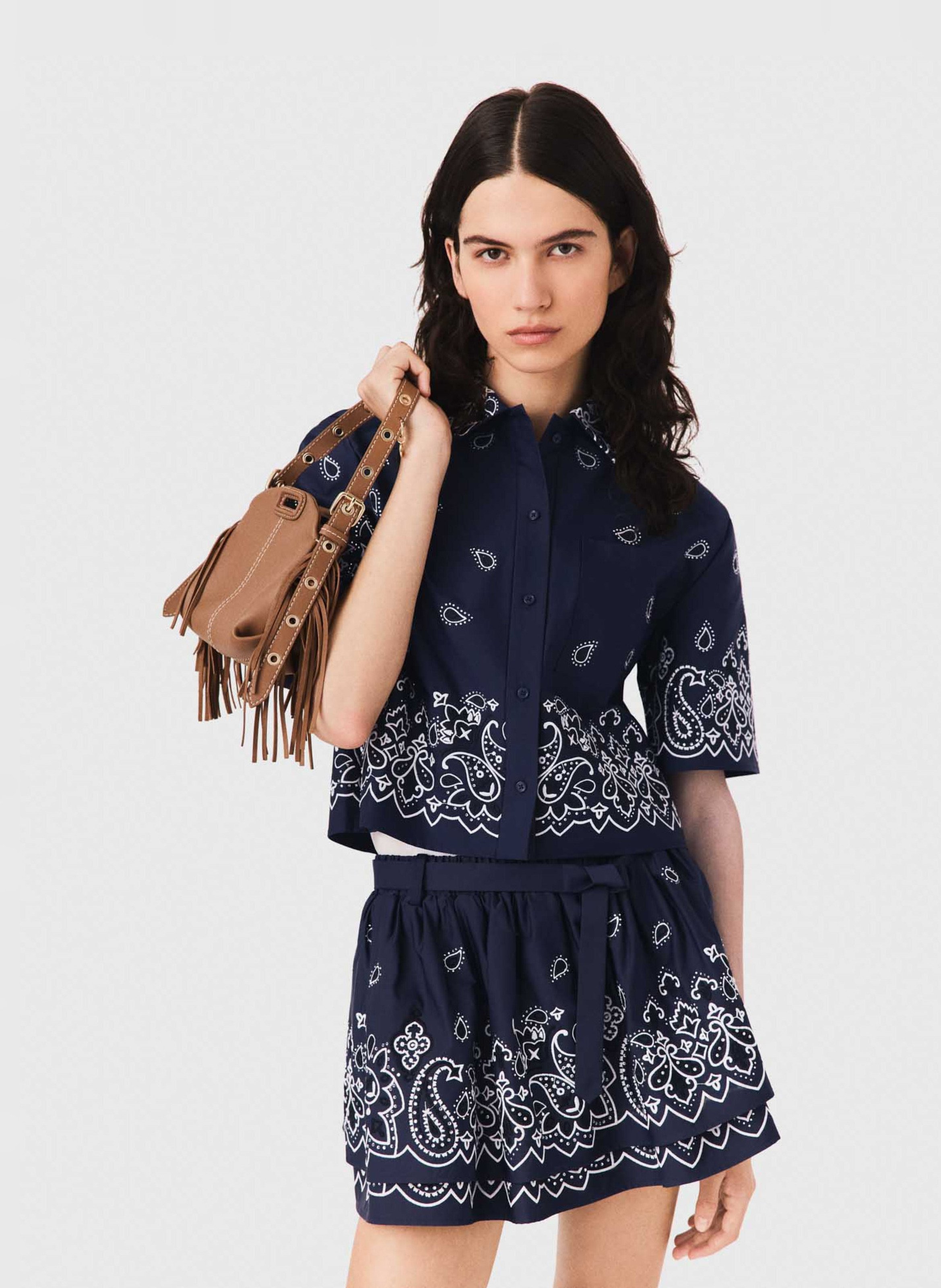Chemise courte droite imprimée MAJE Bleu