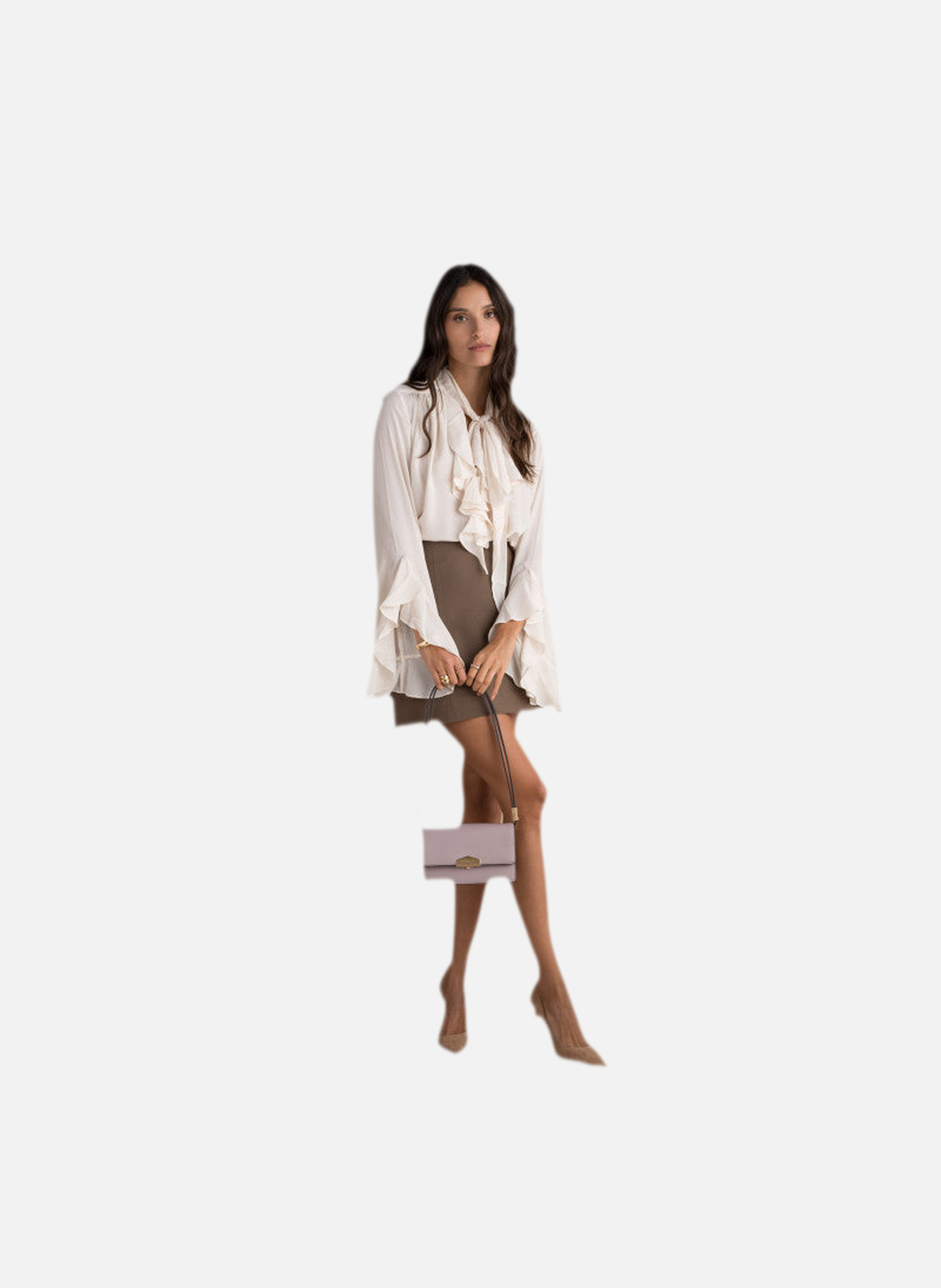 Anjou | sac porté épaule pm en cuir lisse POURCHET Violet