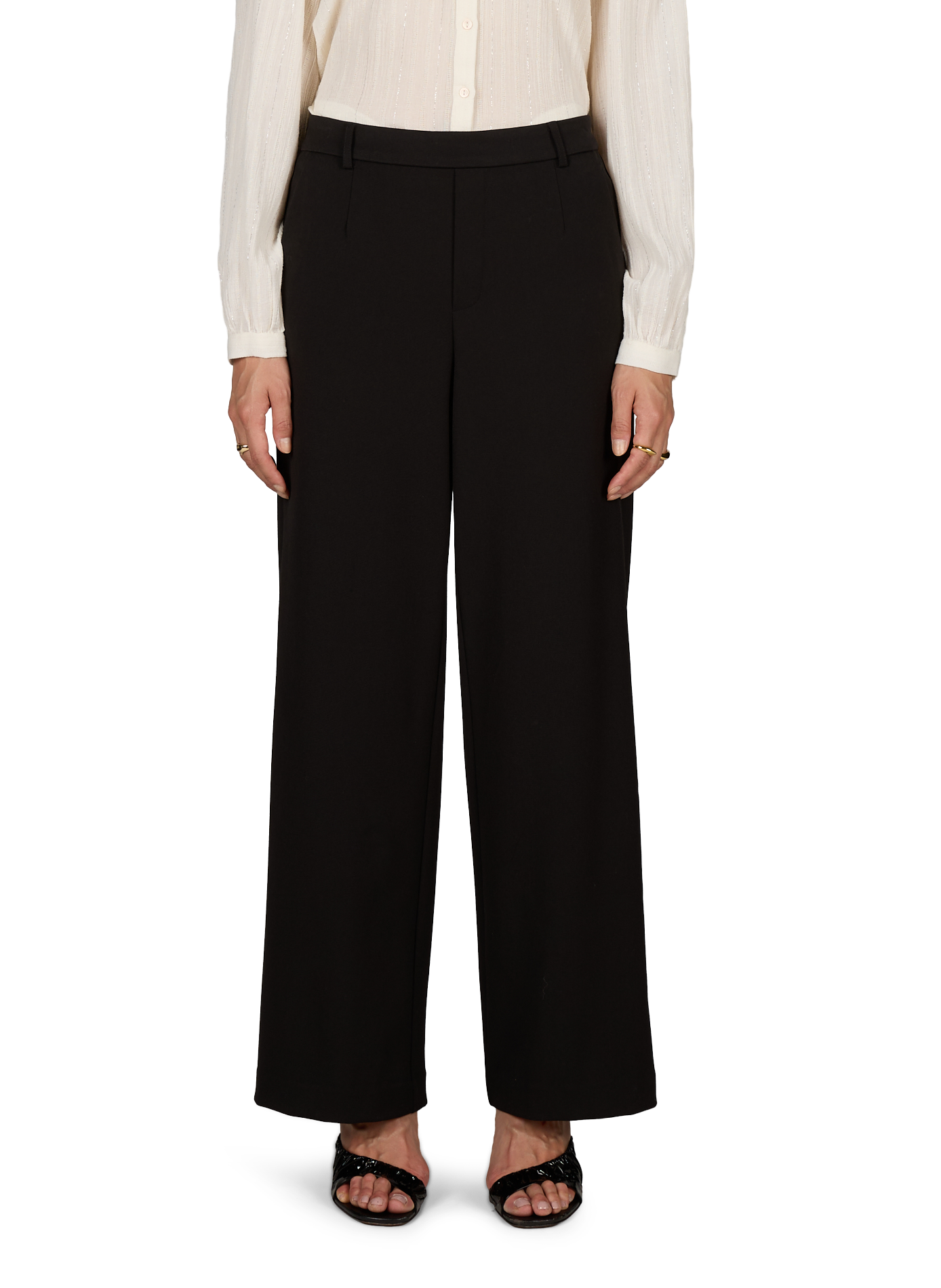 Pantalon taille haute Vivarone ample  VILA Noir