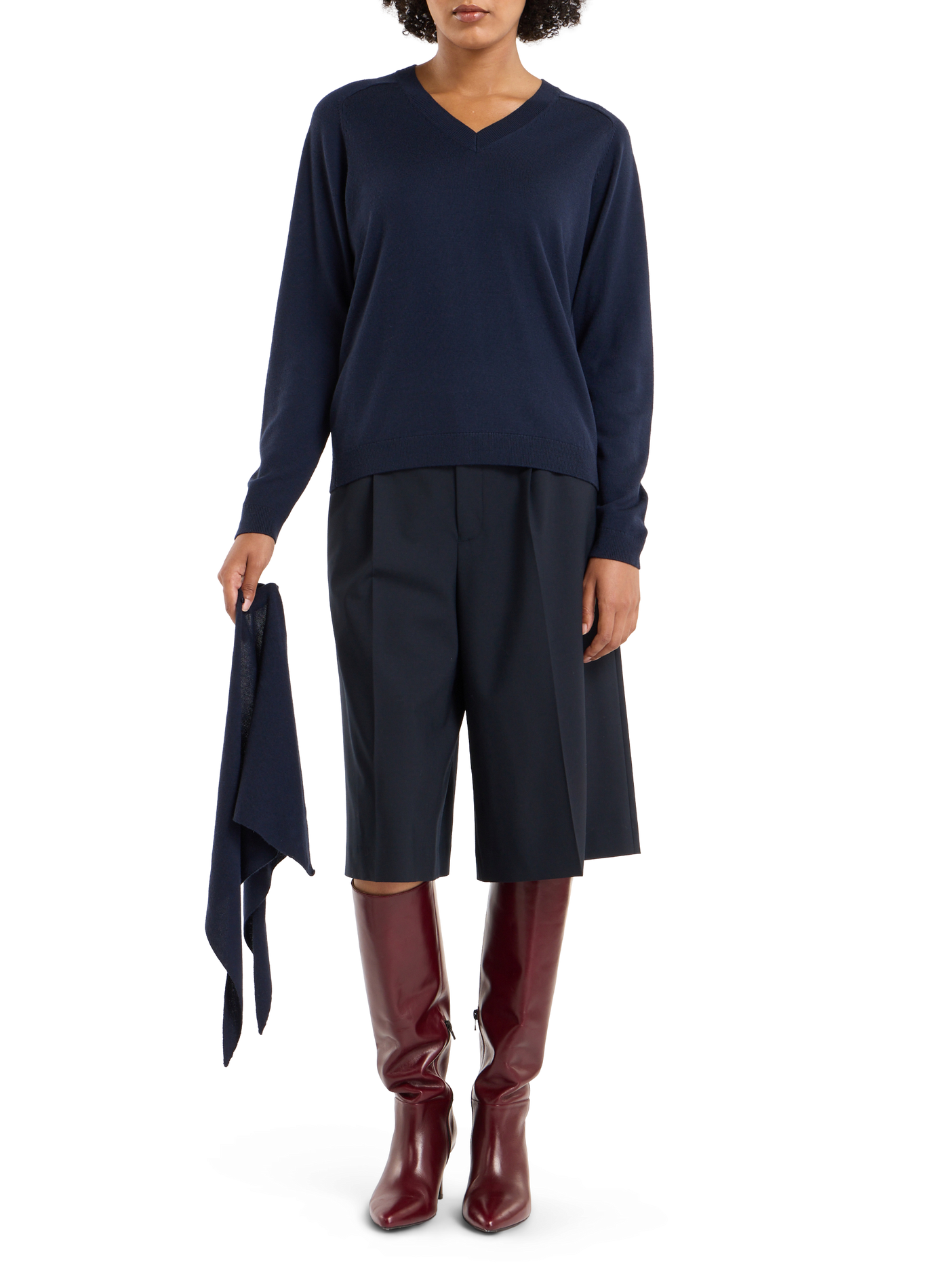 Pullover mit abnehmbarem Schal aus Wolle SAISON 1865 Blau