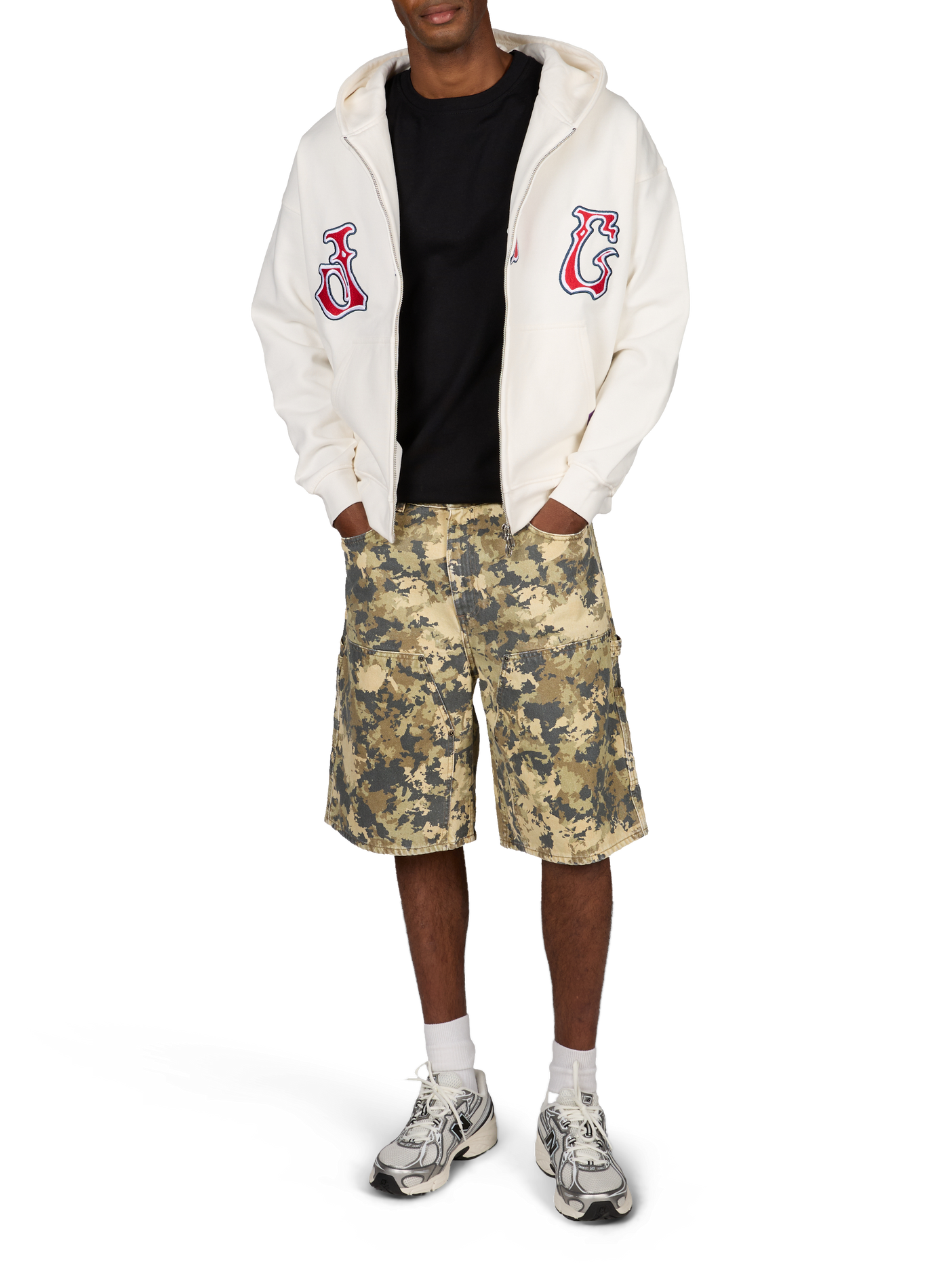 Geborduurde katoenen sweatshirt met rits JACKER. Wit