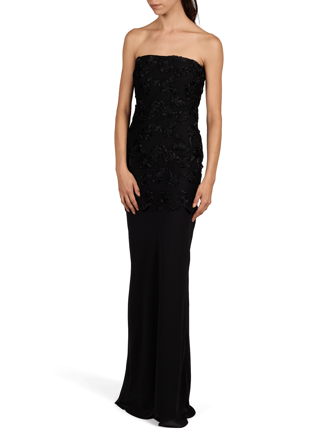 Enges langes Kleid ROTATE Schwarz