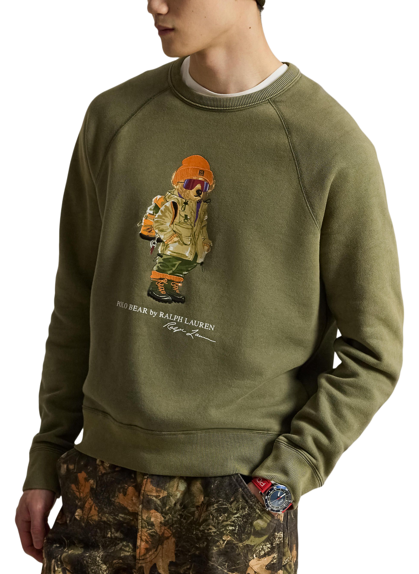 Pull ample col rond en coton mélangé POLO RALPH LAUREN Vert