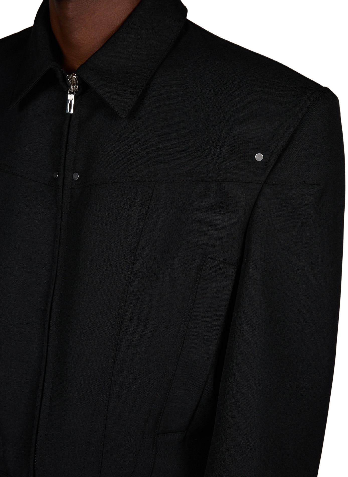 Short shoulder-padded jacket in blended virgin wool LOUIS GABRIEL NOUCHI Black