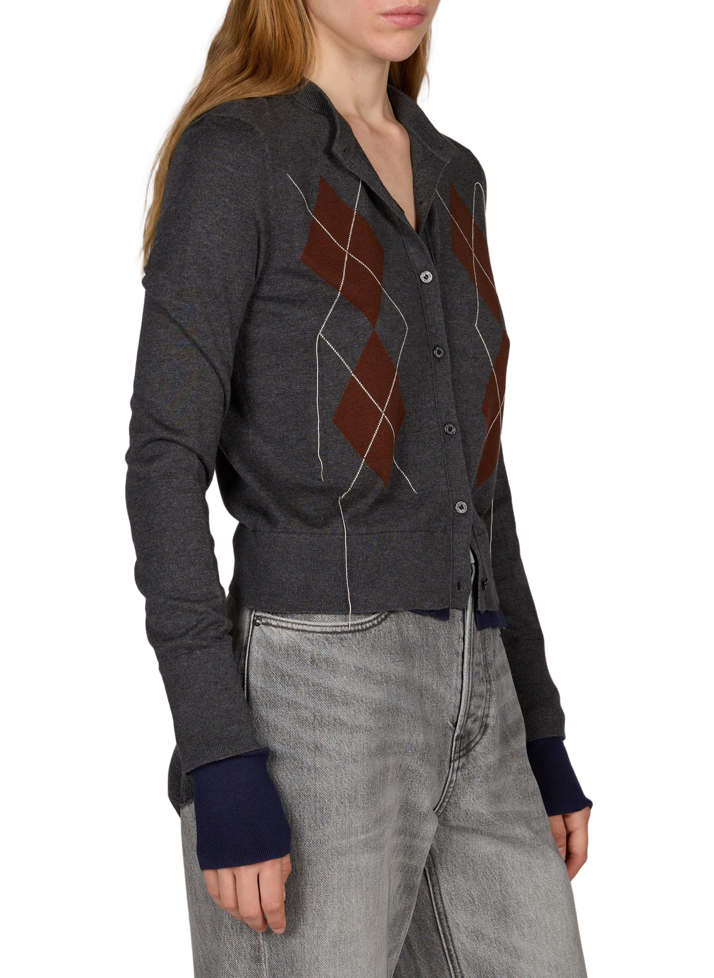 Gerader Cardigan mit Seidenmuster ACNE STUDIOS Grau