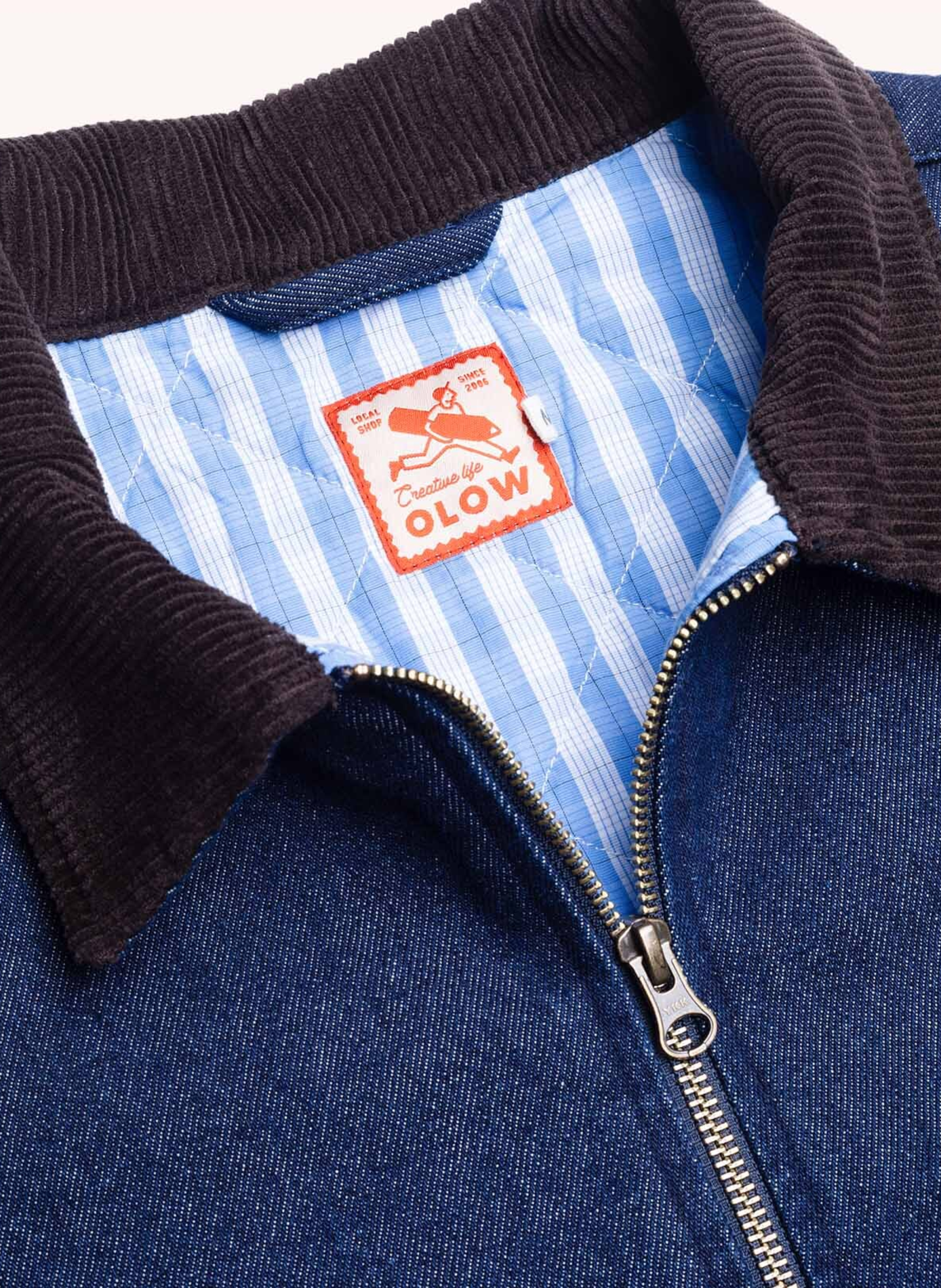 Veste col classique en denim de coton OLOW Blue