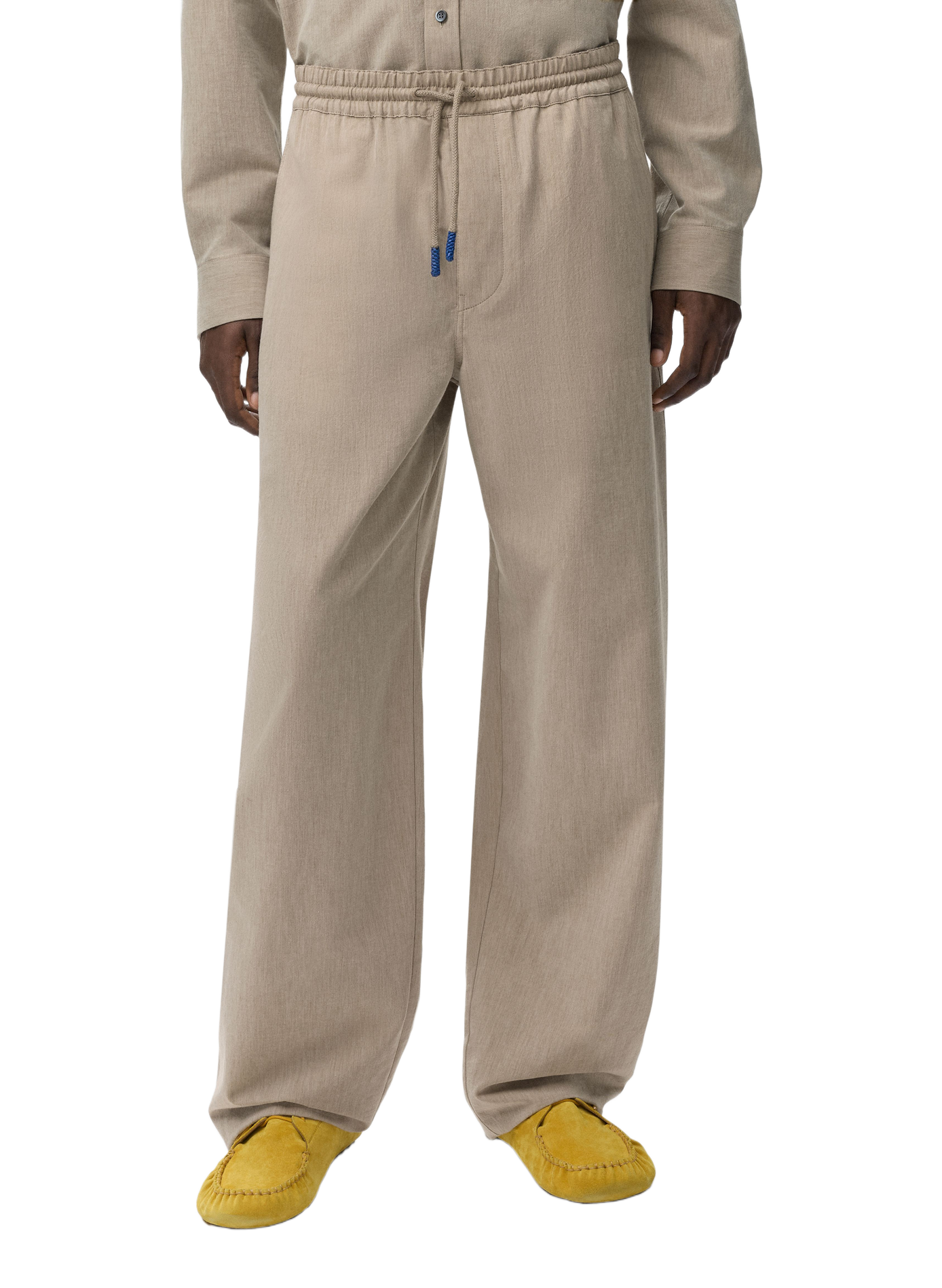 Pantalon à coulisse en laine et coton LOEWE Beige