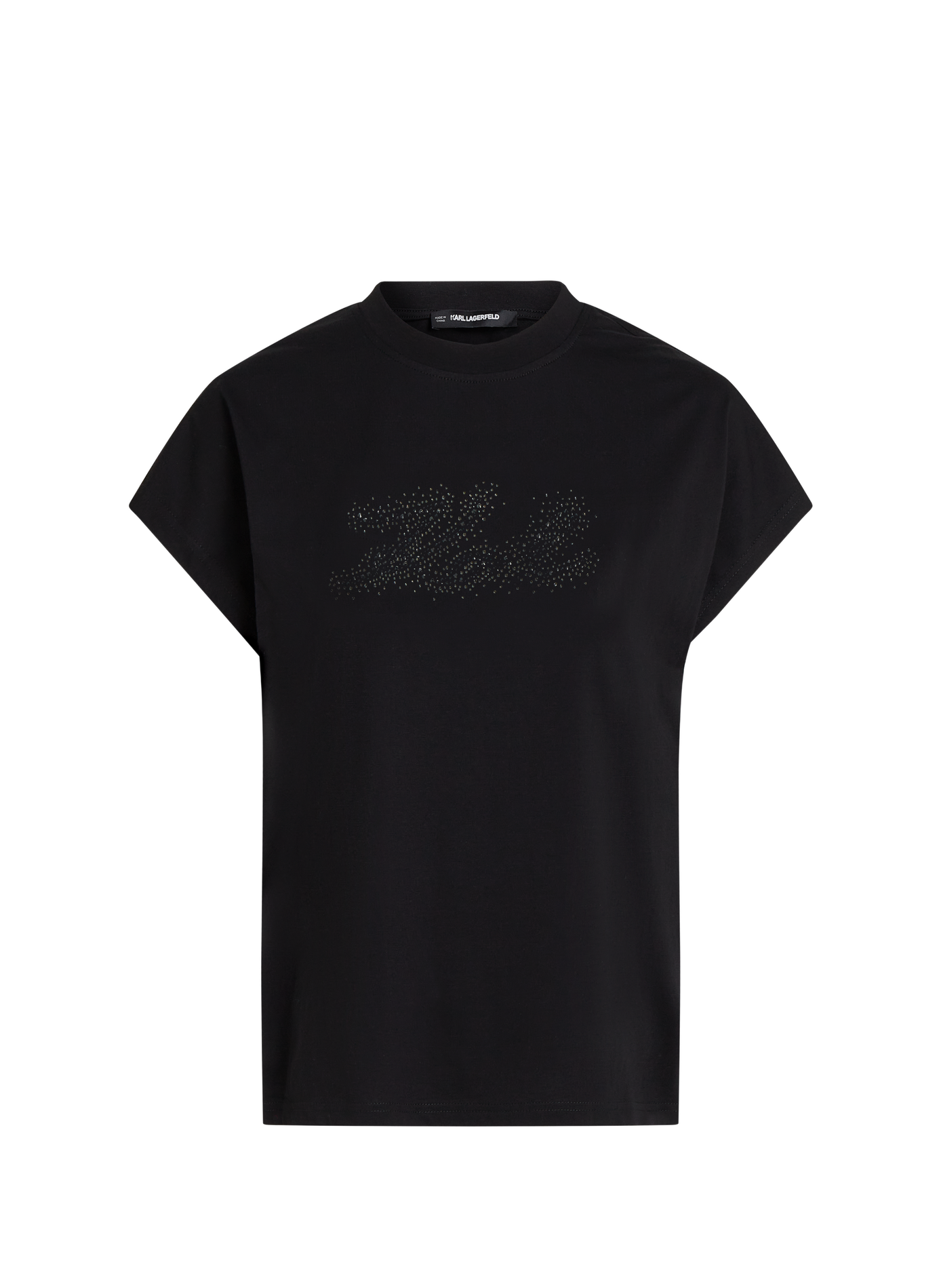 T-shirt droit à logo en coton KARL LAGERFELD Black