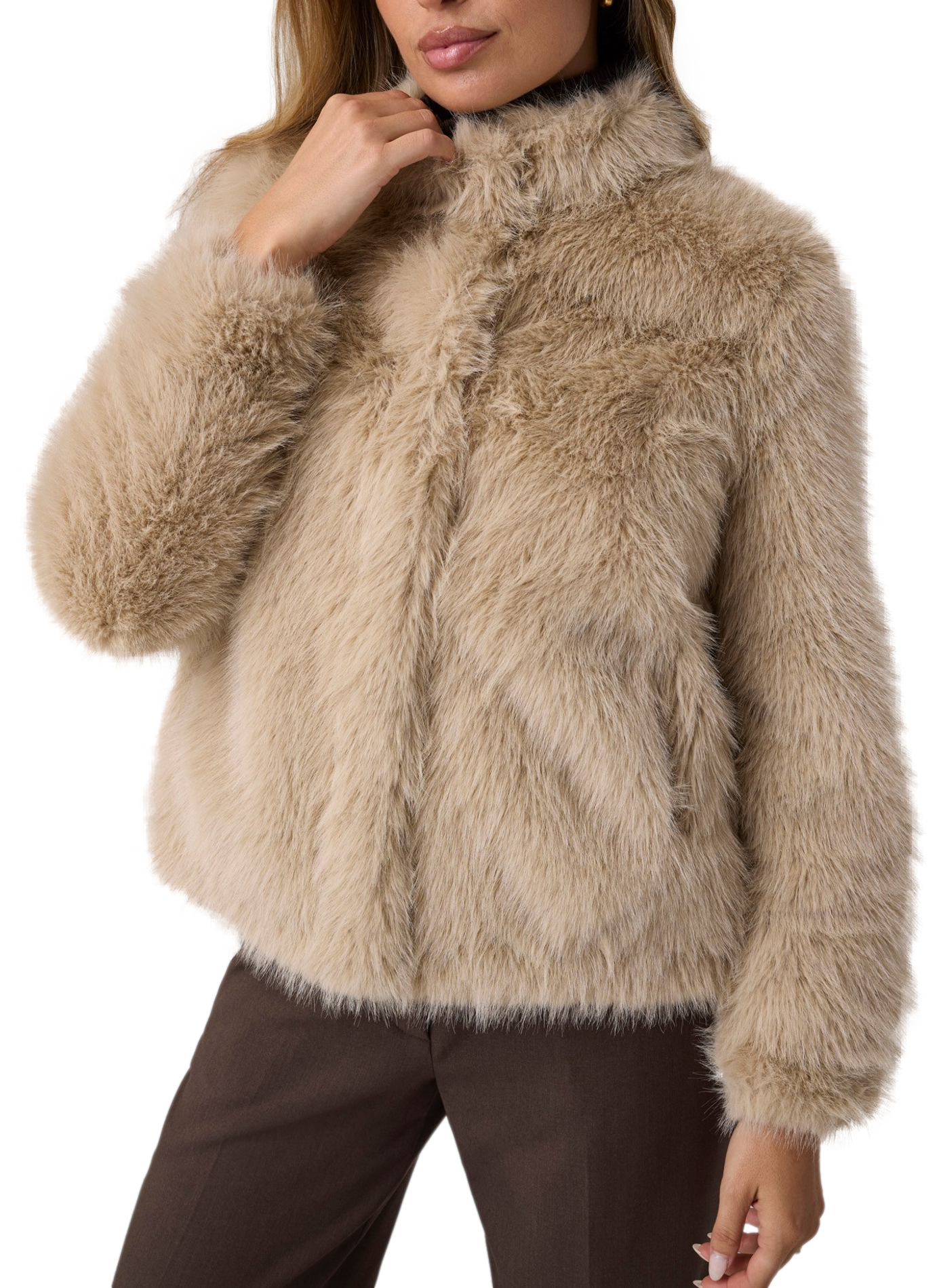 Manteau boutonné New Luna en fausse fourrure  GUESS Beige