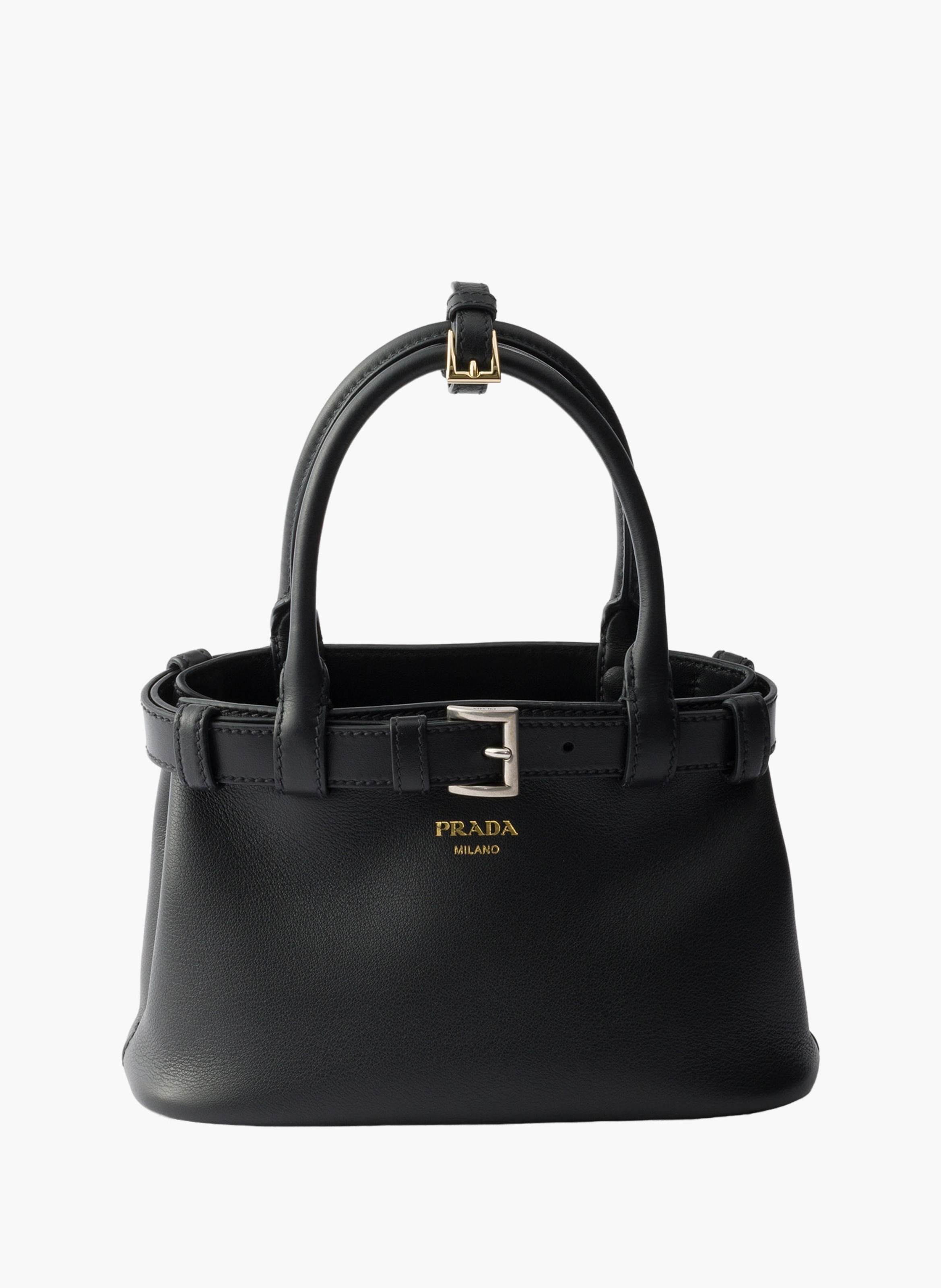 Petit sac prada buckle en cuir avec ceinture PRADA Noir