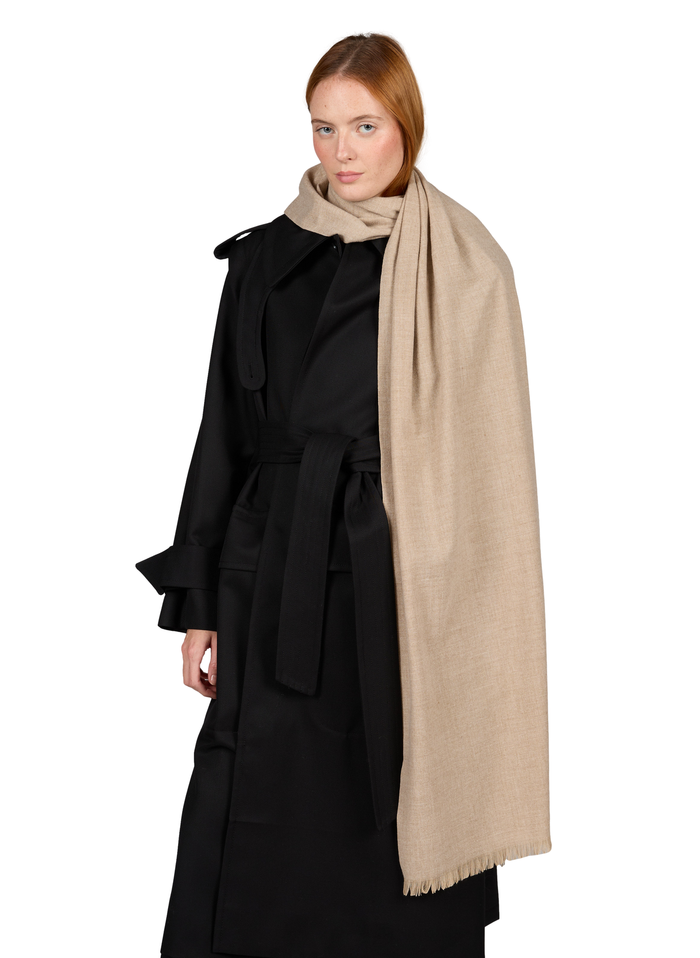 Einfarbiger Schal mit Fransen AU PRINTEMPS PARIS Beige