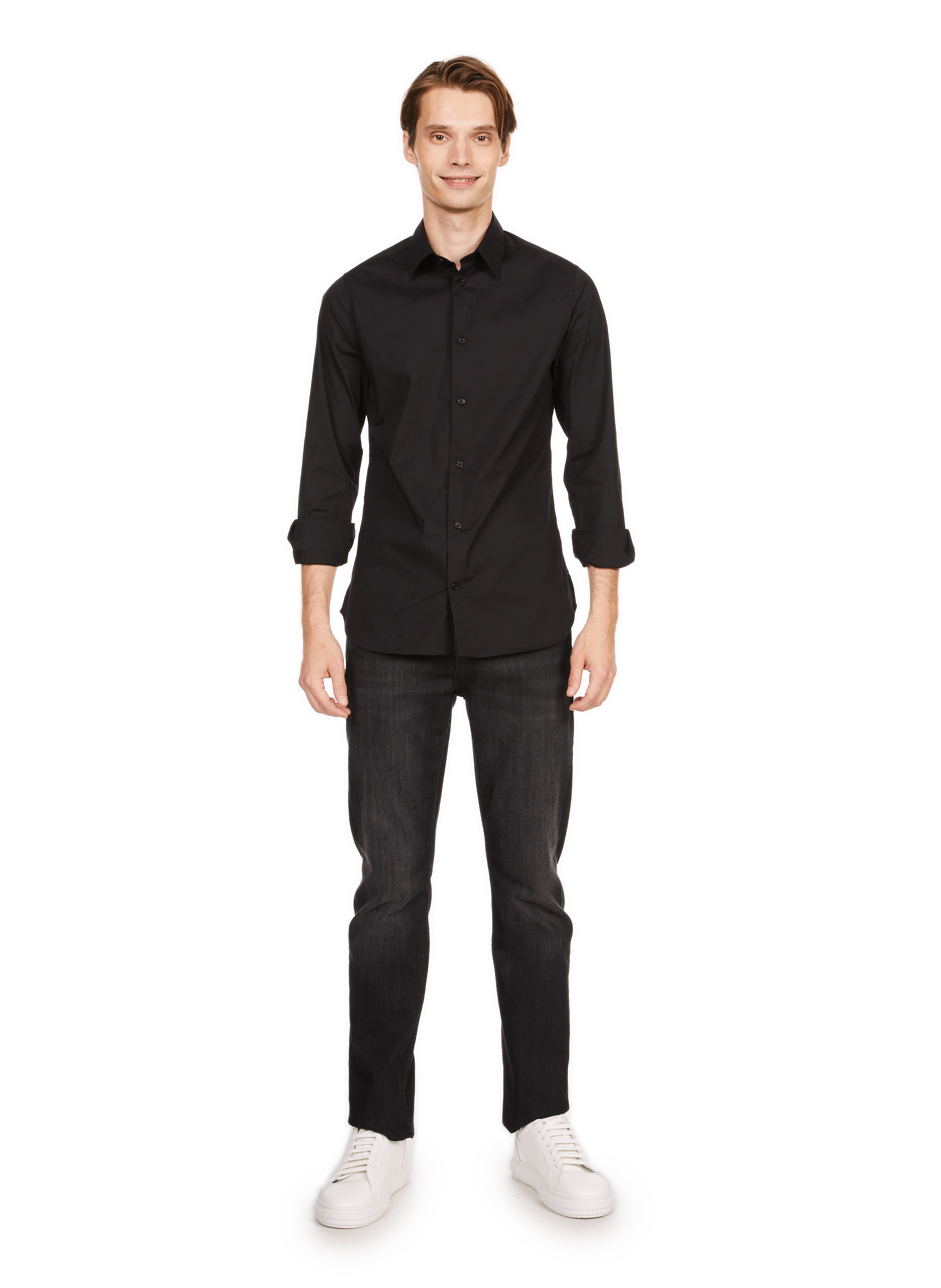 Chemise slim en coton  AU PRINTEMPS PARIS Noir