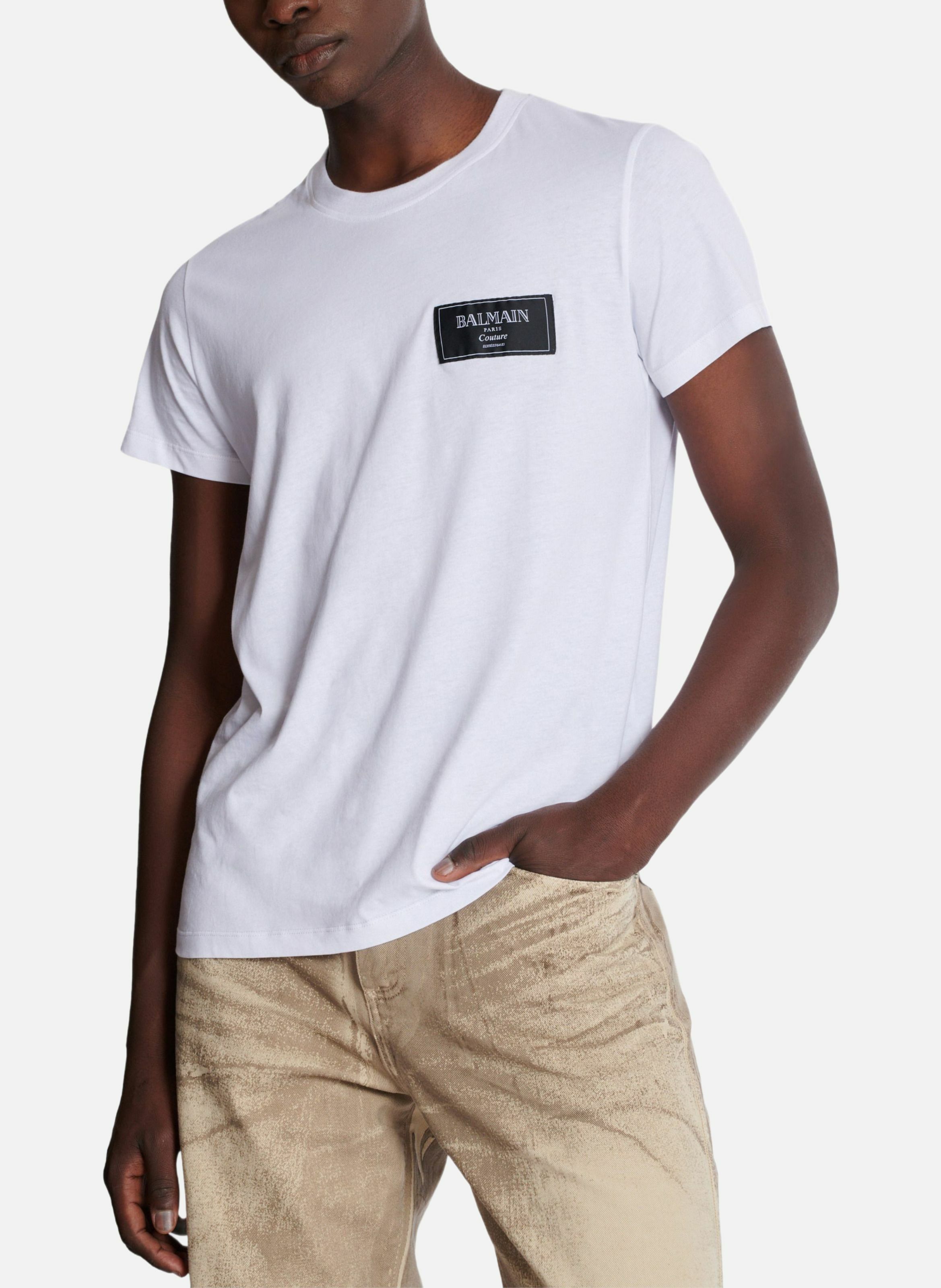 T-shirt à étiquette balmain couture BALMAIN Blanc