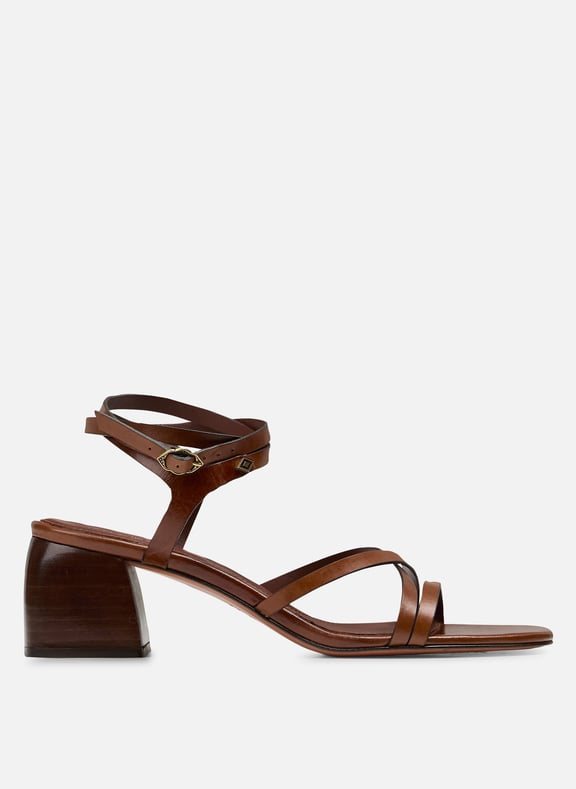 Sandales à talon en cuir cosmo Marron by BA&SH BA&SH Sandales à talon en cuir cosmo Marron
