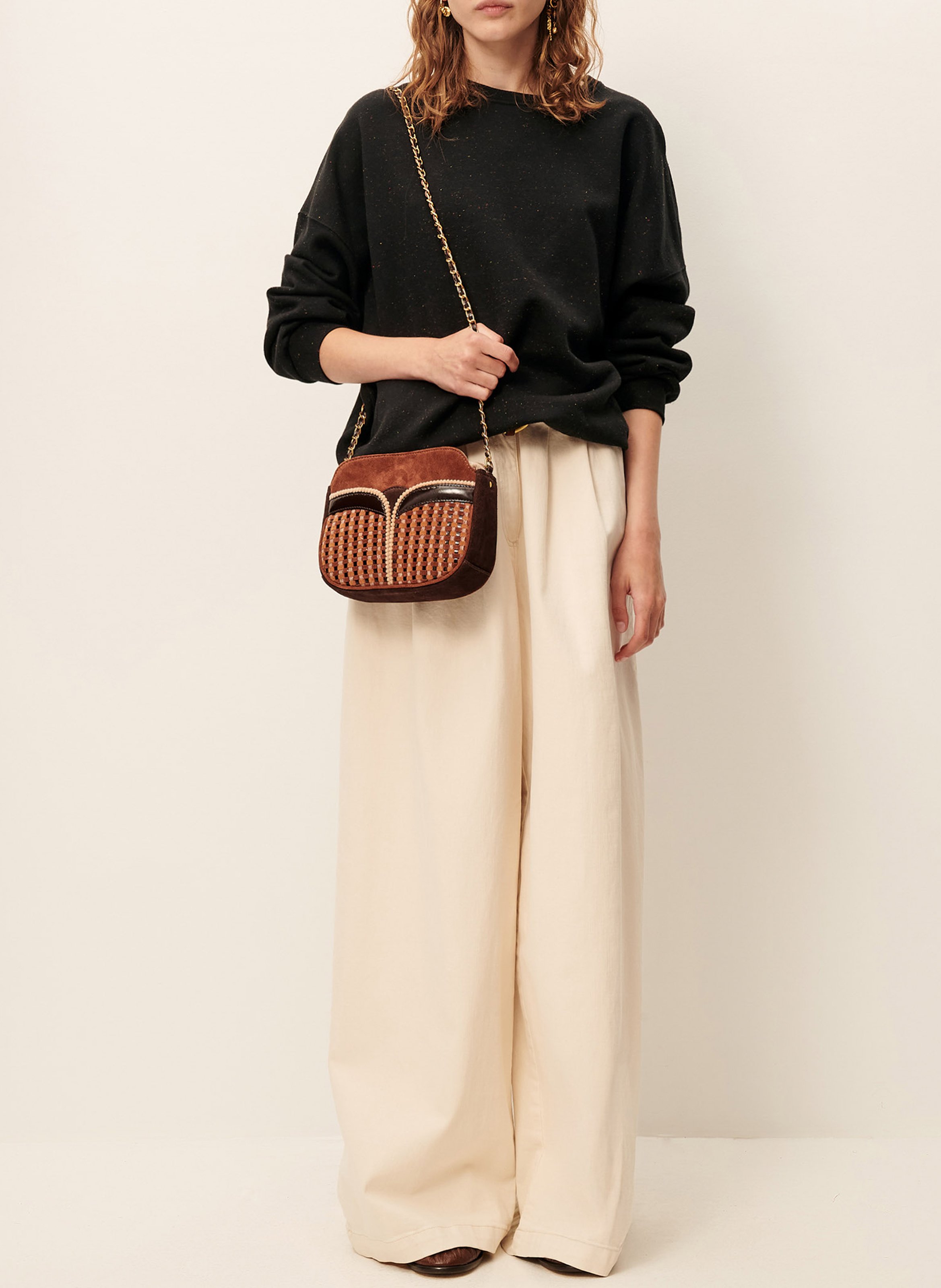 Sweat col rond en coton mélangé chebbi SESSUN Noir