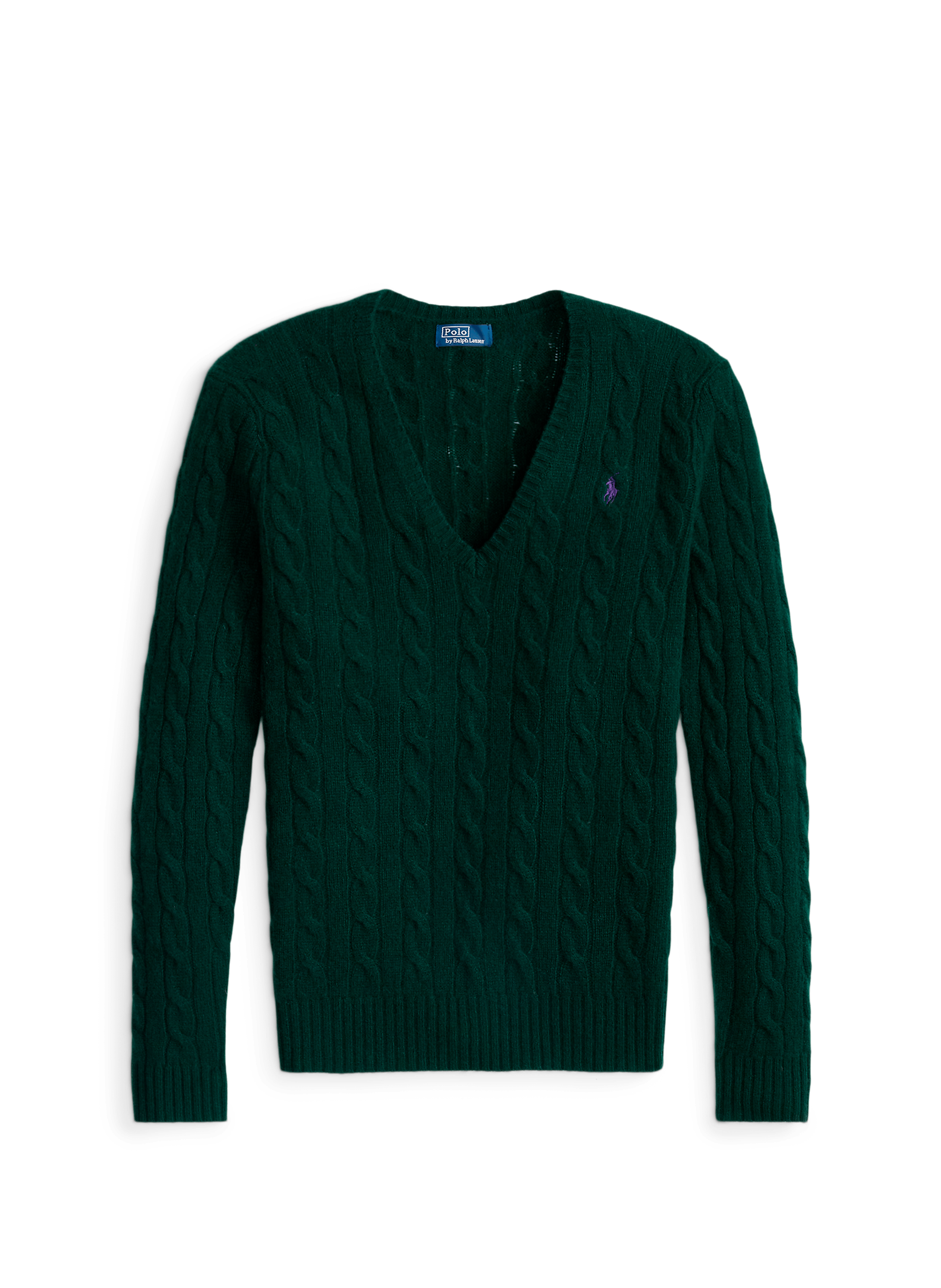 Pull col V en laine et cachemire POLO RALPH LAUREN Vert