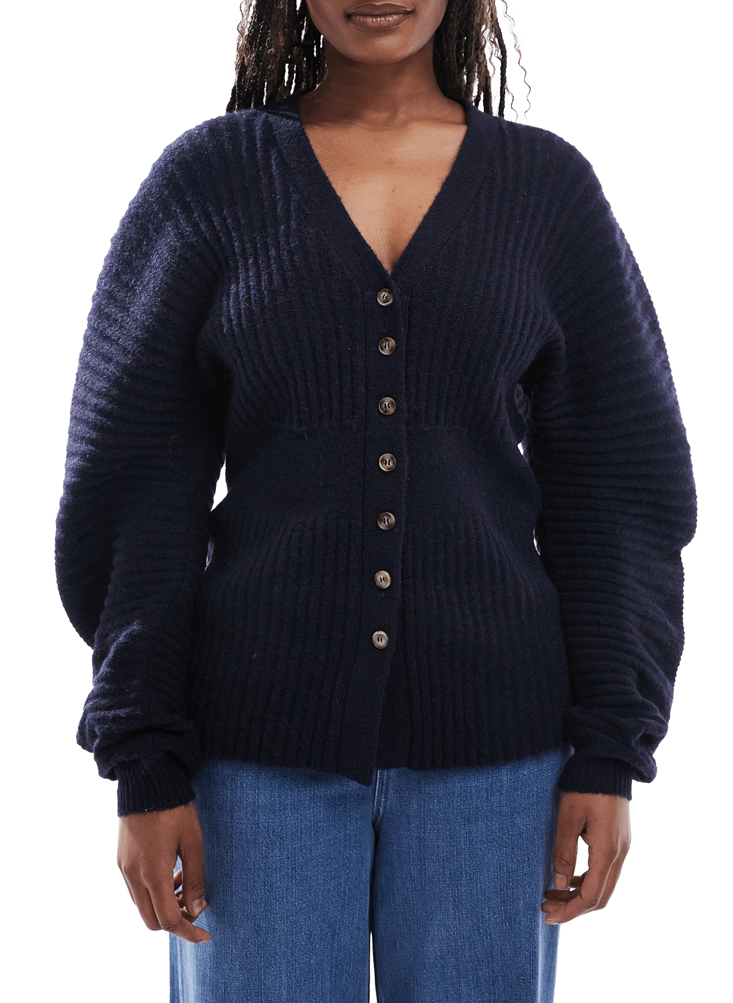 TOPSHOP Ribbed cardigan Blue