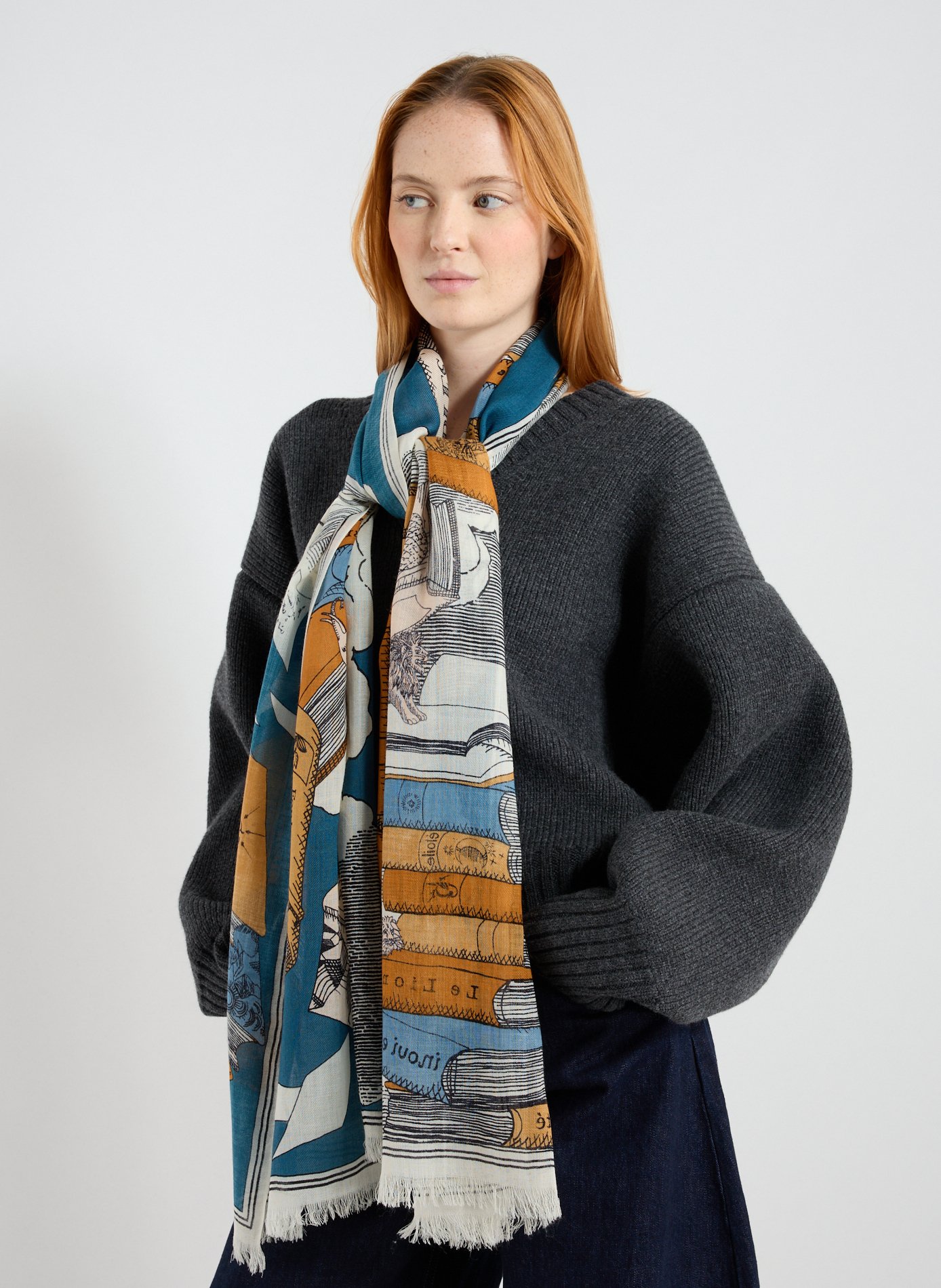 Echarpe imprimée en laine INOUITOOSH Multicolore