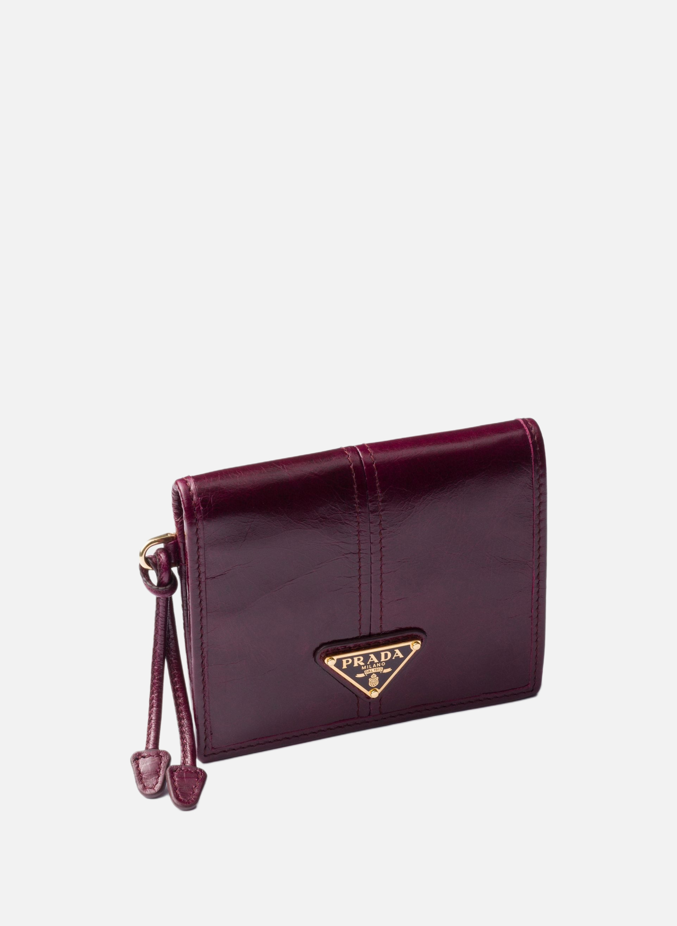 Petit portefeuille en cuir PRADA Rouge