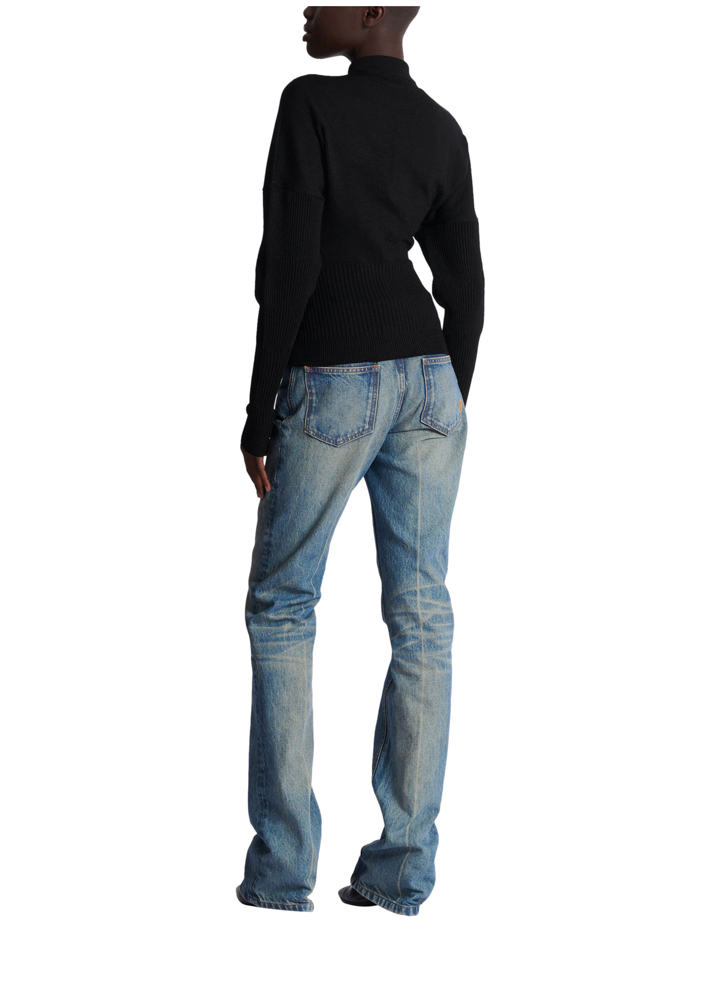 Cardigan zippé en maille BALMAIN Noir