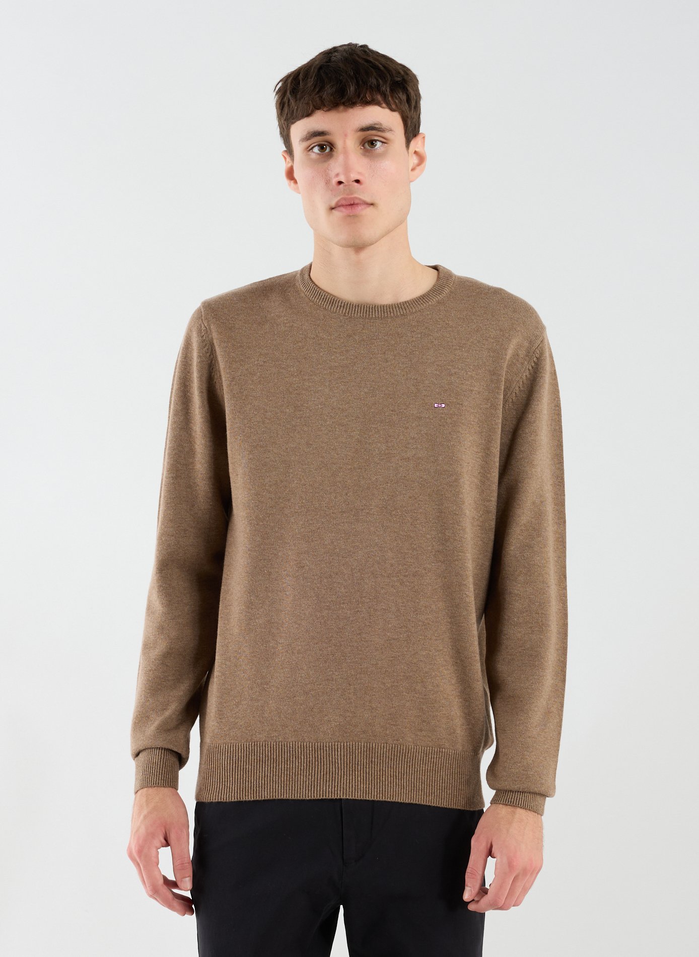 Round neck wool and cotton sweater EDEN PARK Brown