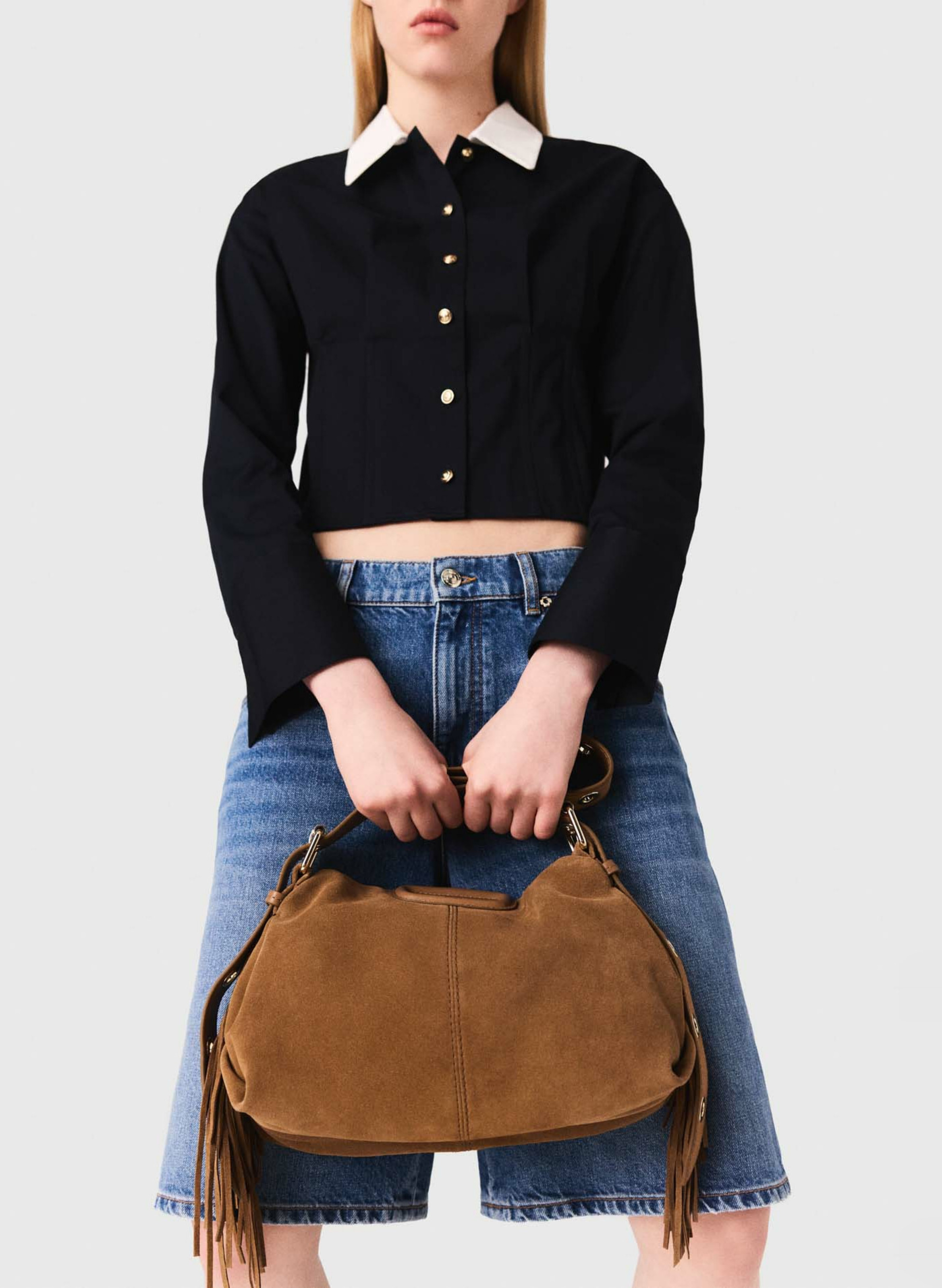 Chemise col classique en coton mélangé MAJE Bleu