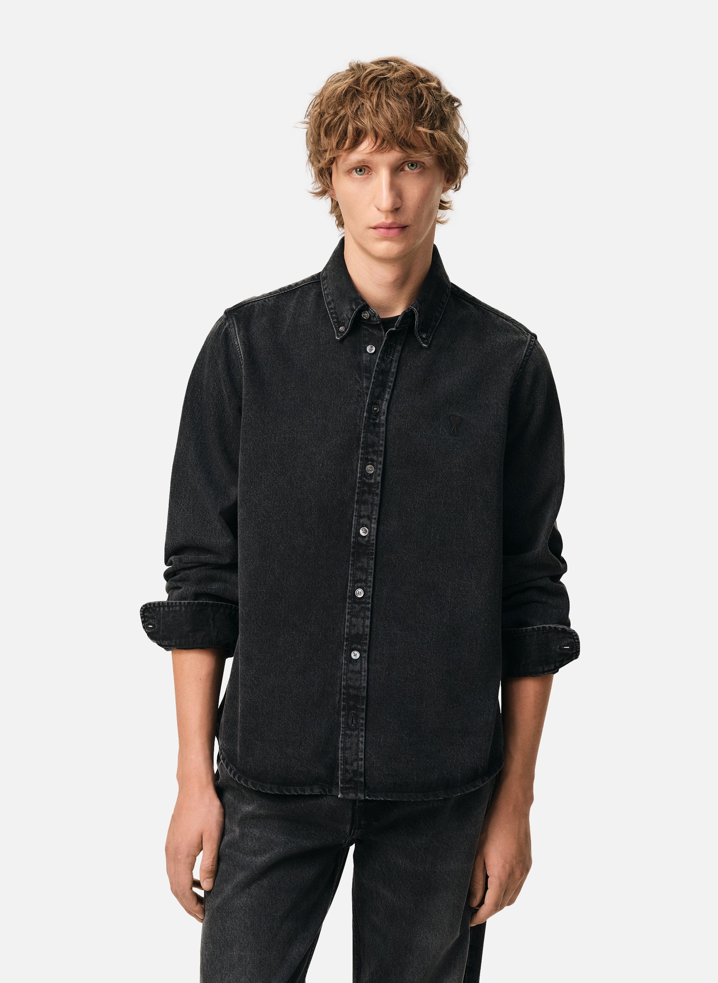 Chemise denim ami de coeur unisexe en coton AMI PARIS Noir