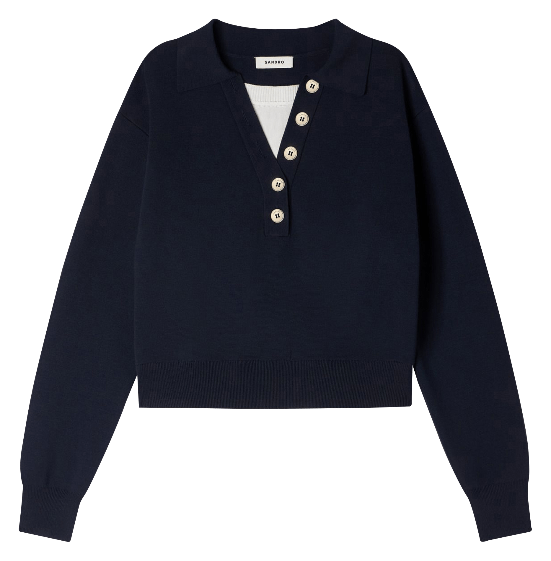 Pull col rond SANDRO Bleu