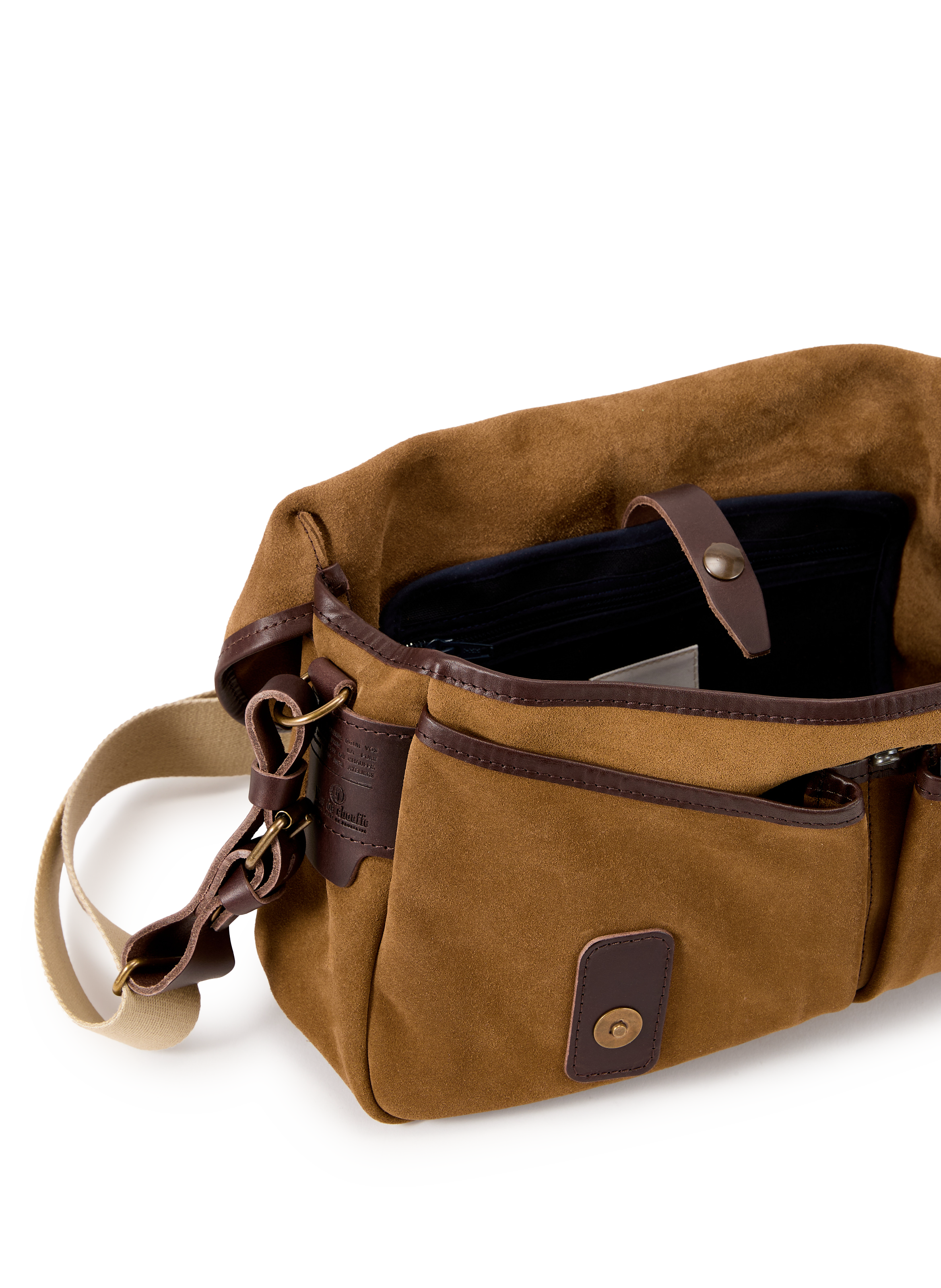 Sac Musette du Pêcheur S en cuir BLEU DE CHAUFFE Marron