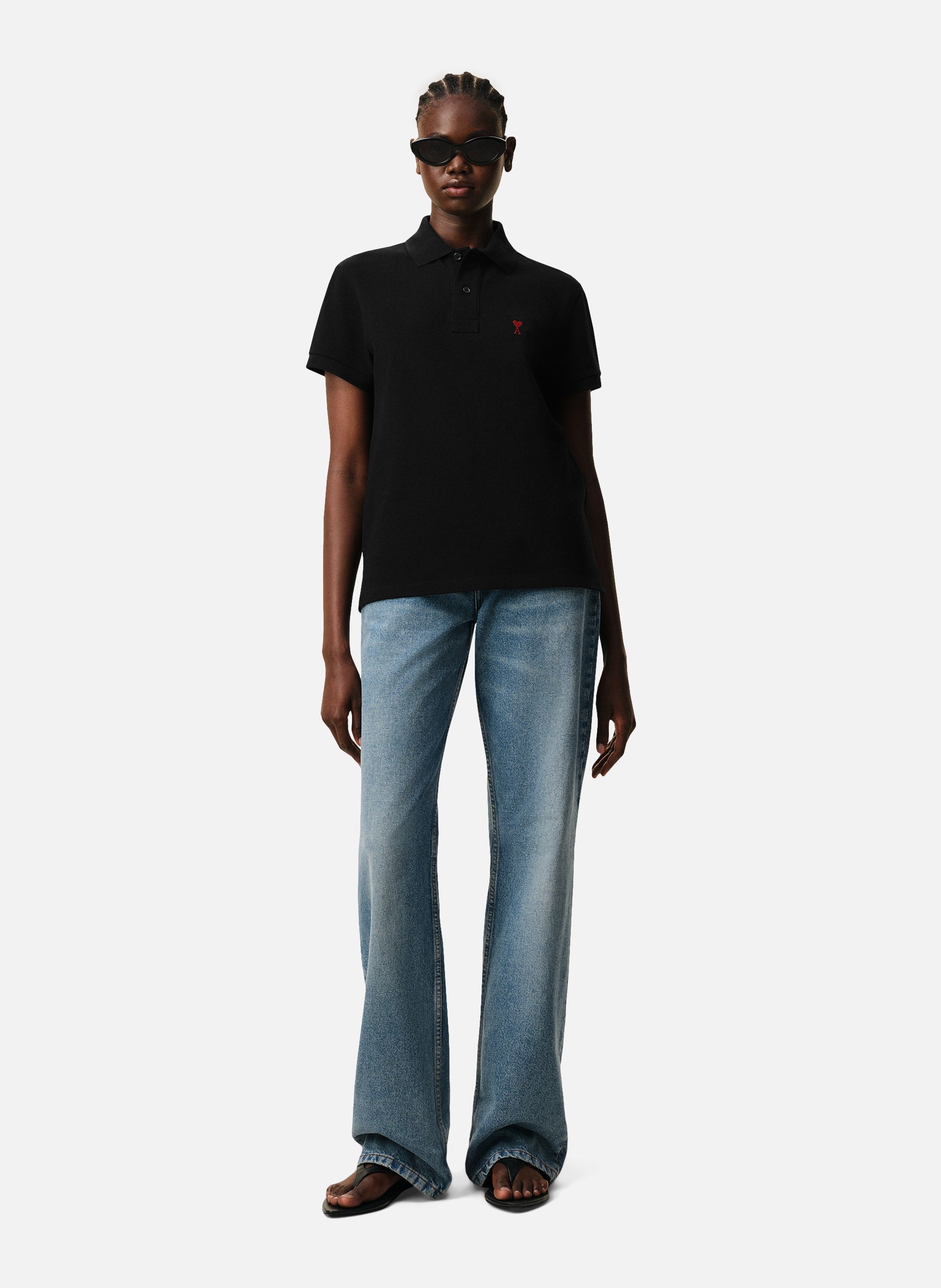 Polo Ami de Coeur unisexe Noir