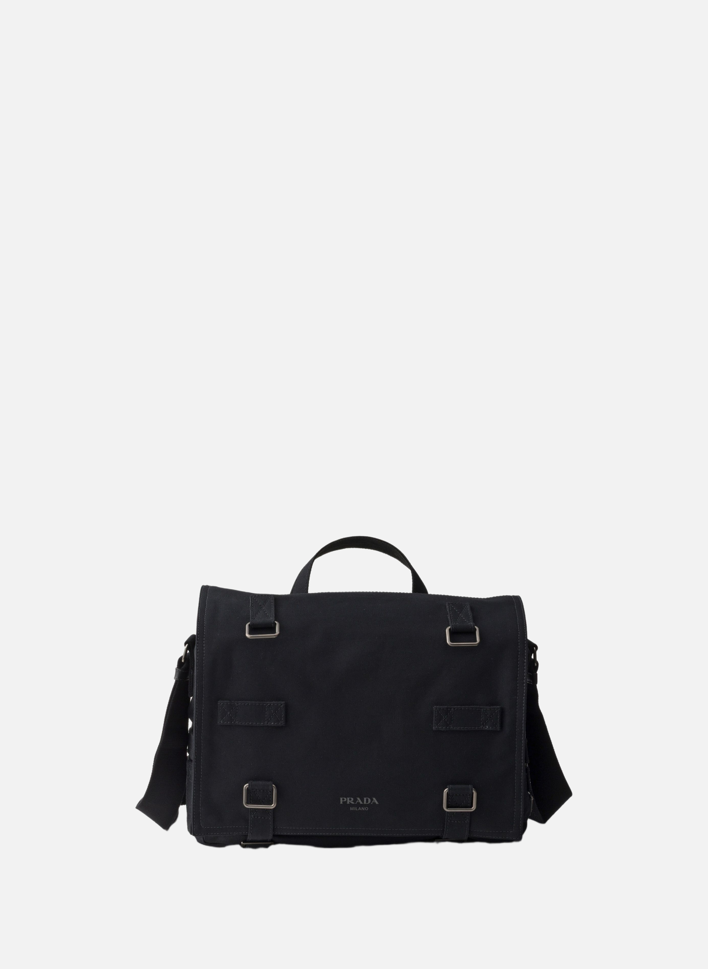 Sac porté épaule en toile PRADA Noir