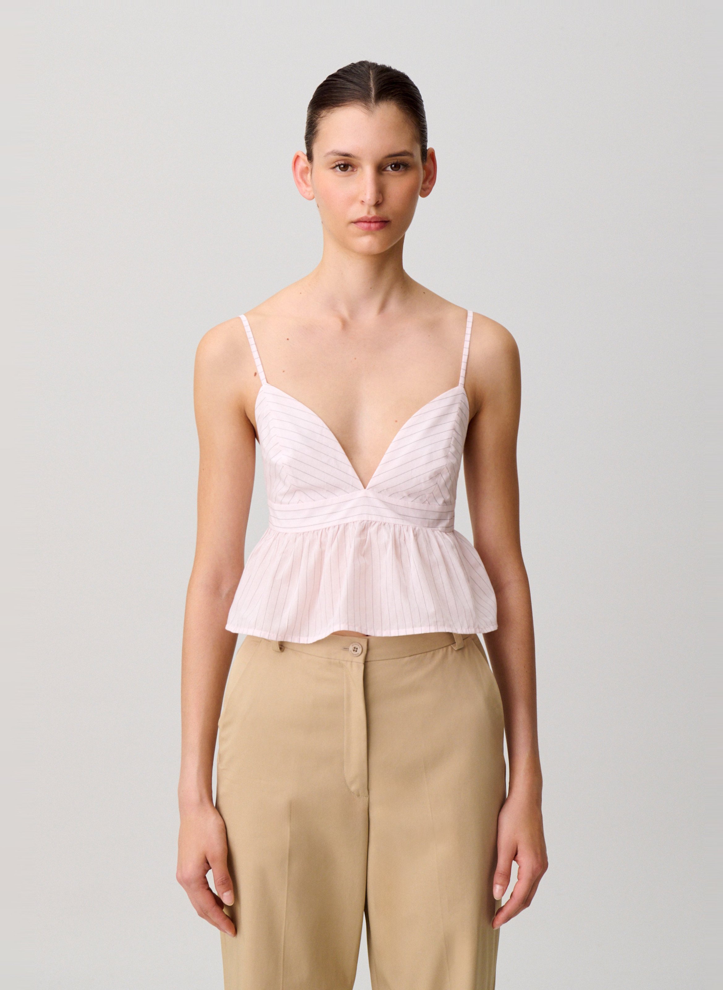 Top sans manches à rayures CLAUDIE PIERLOT Rose