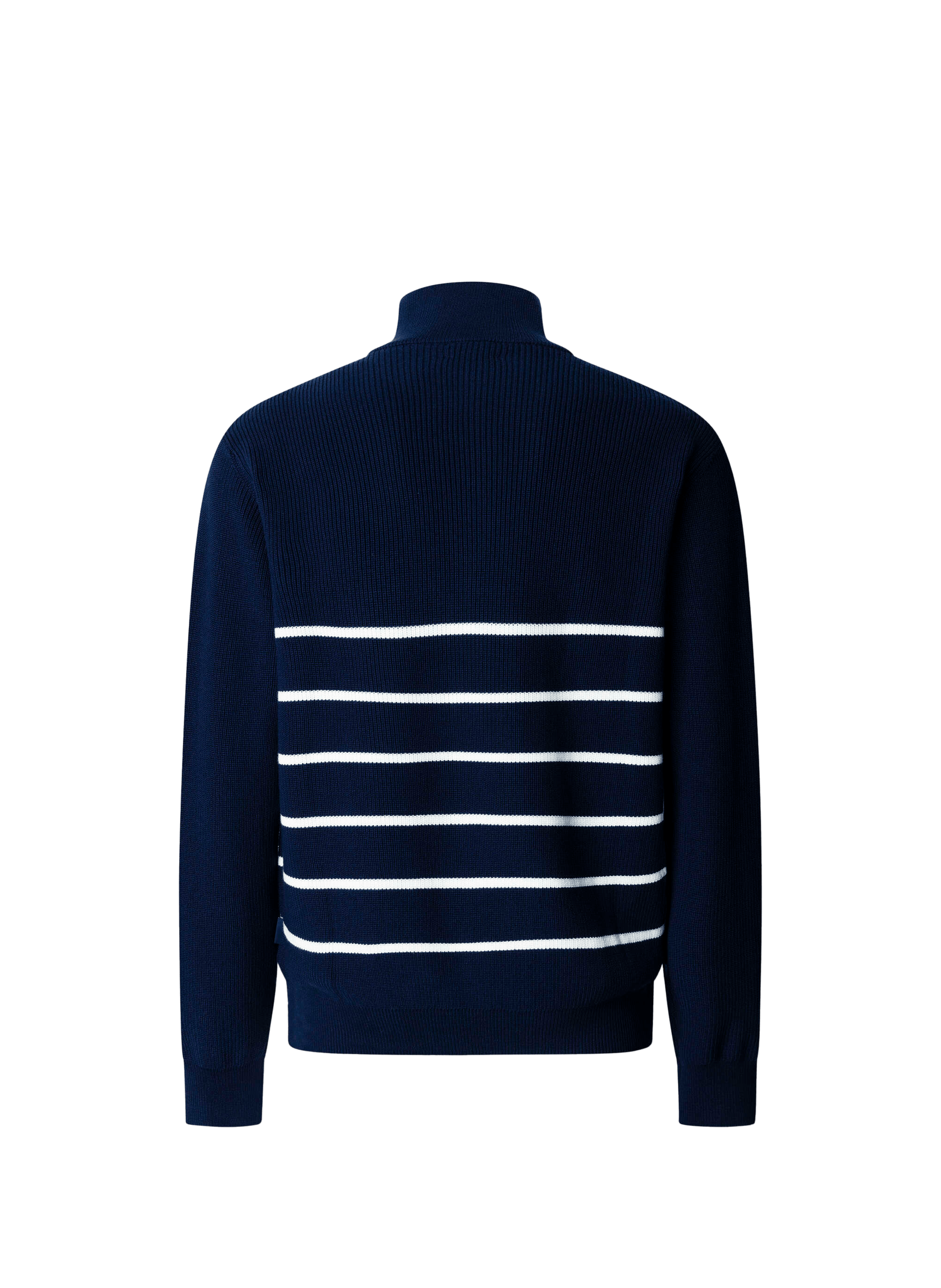Striped cotton sweater with zip collar FACONNABLE Blue