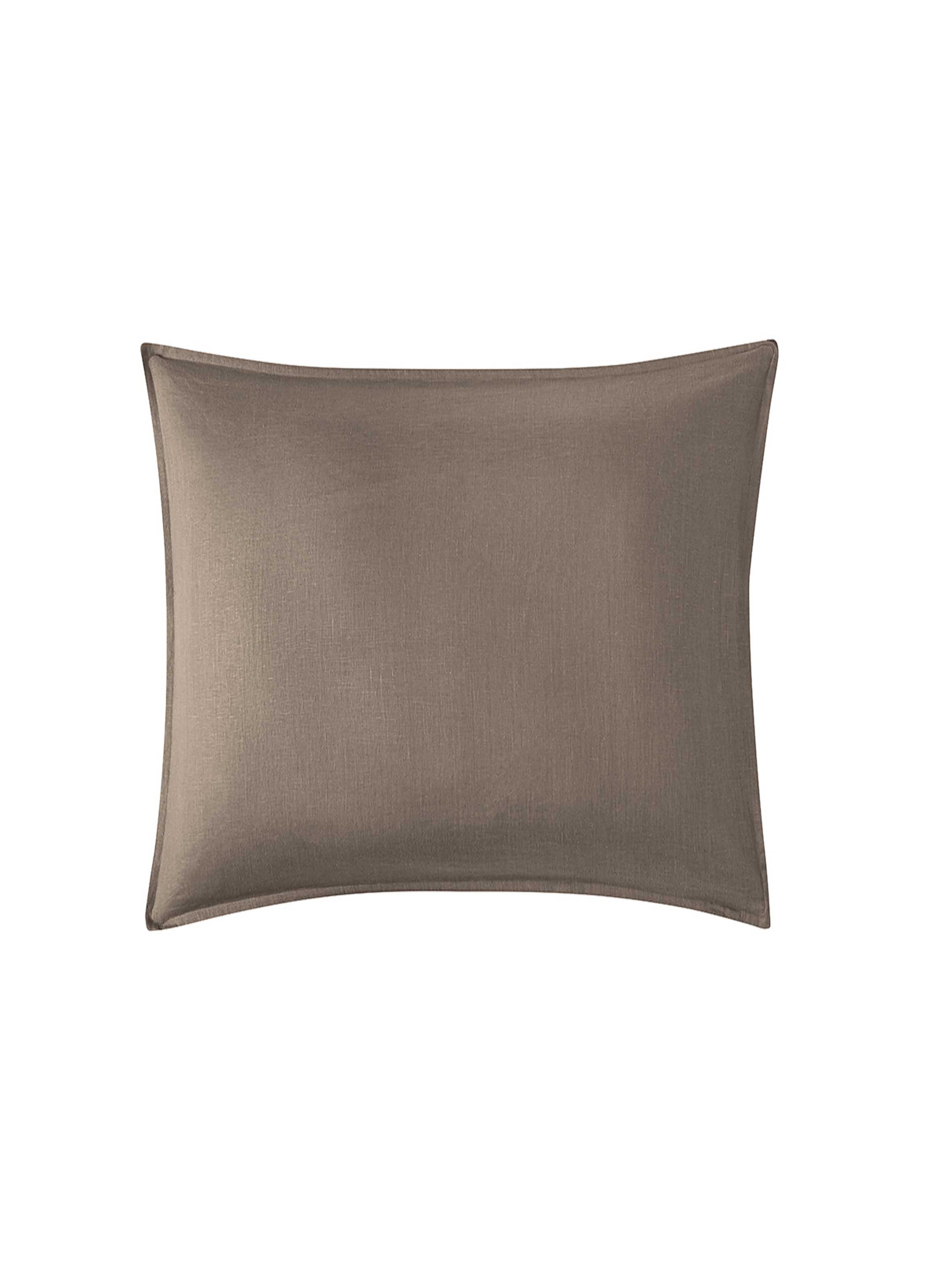 Taie d'oreiller unie en lin lavé, nouvelle vague ALEXANDRE TURPAULT Marron