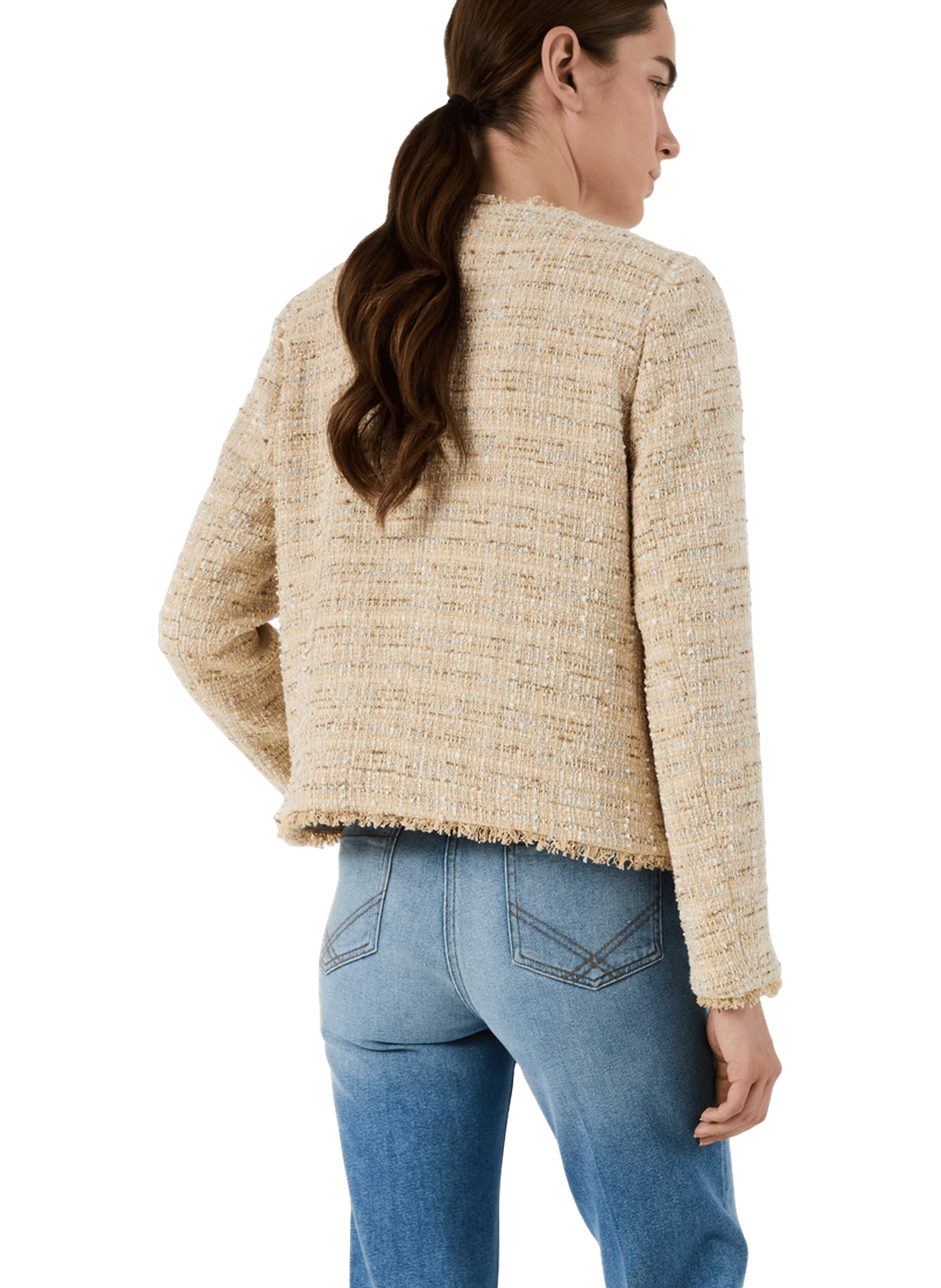 Veste sans col en tweed et lurex - talea GERARD DAREL Beige