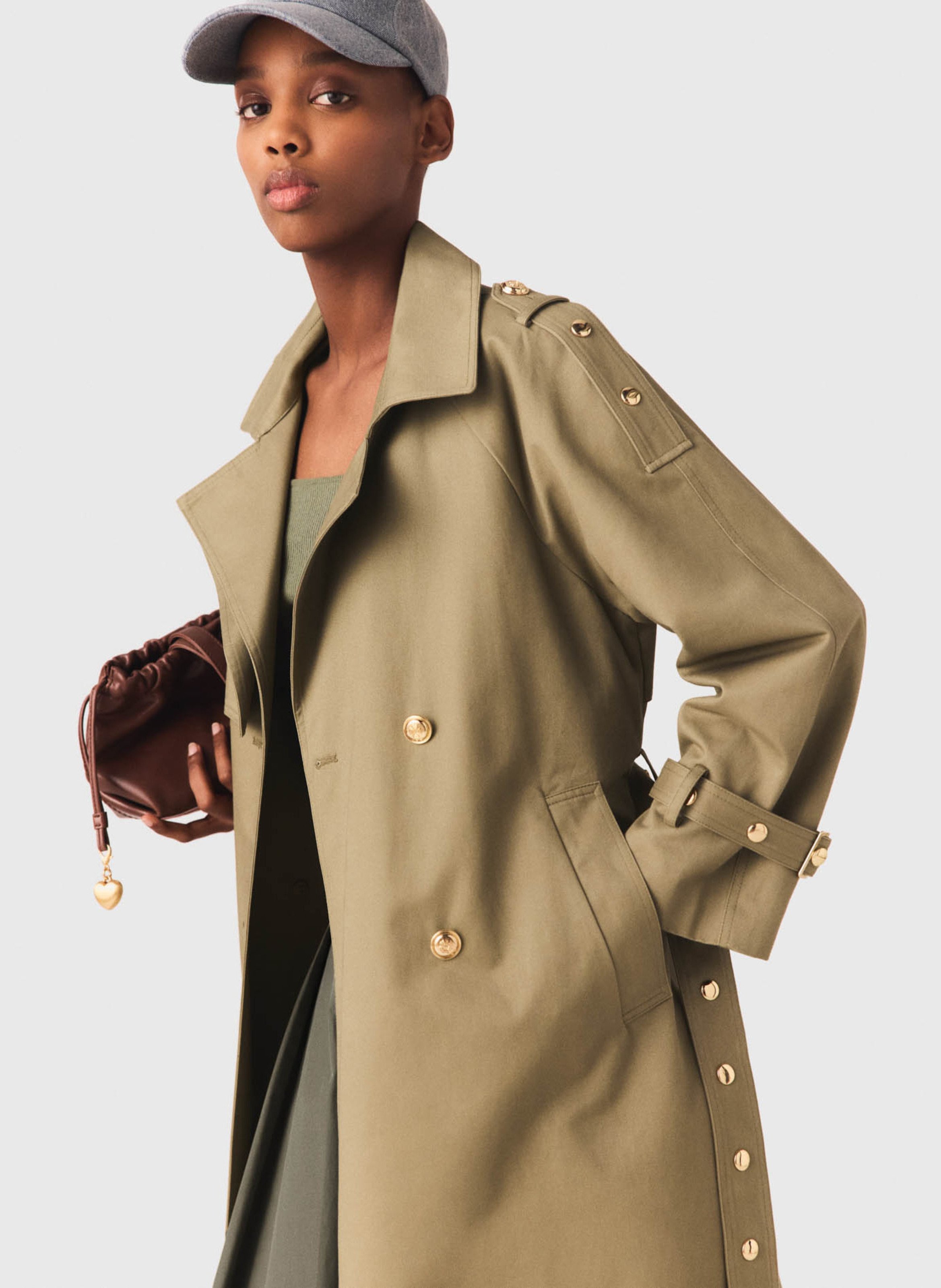 Trench cintrée en coton MAJE Kaki