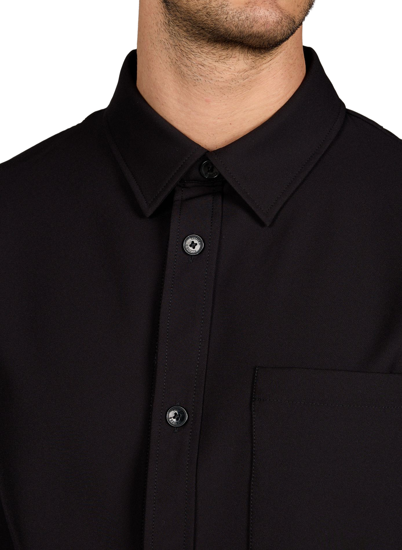 Straight-cut cotton shirt with classic collar CLOSED Black