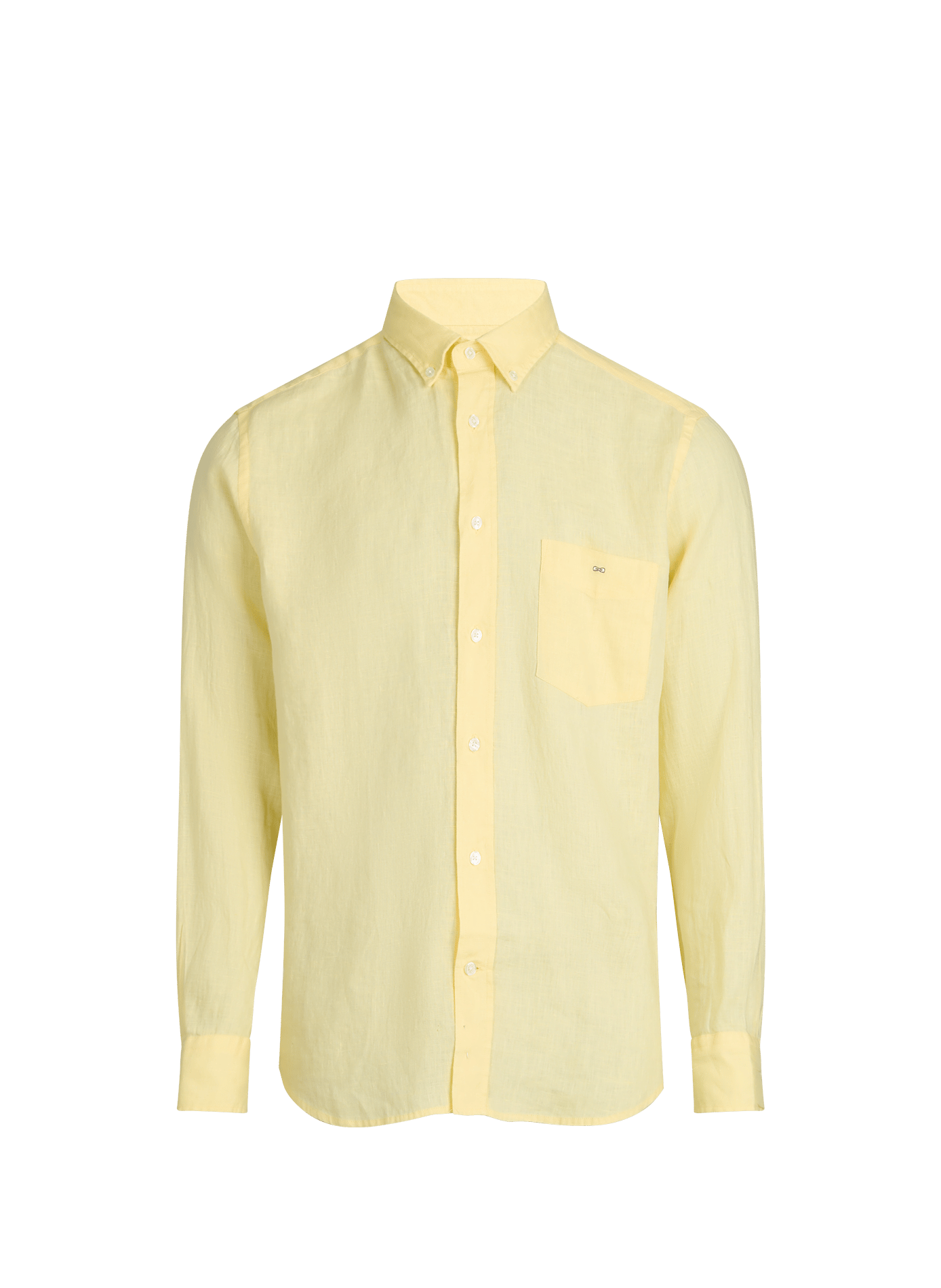 Straight Linen Shirt with Logo  Jaune
