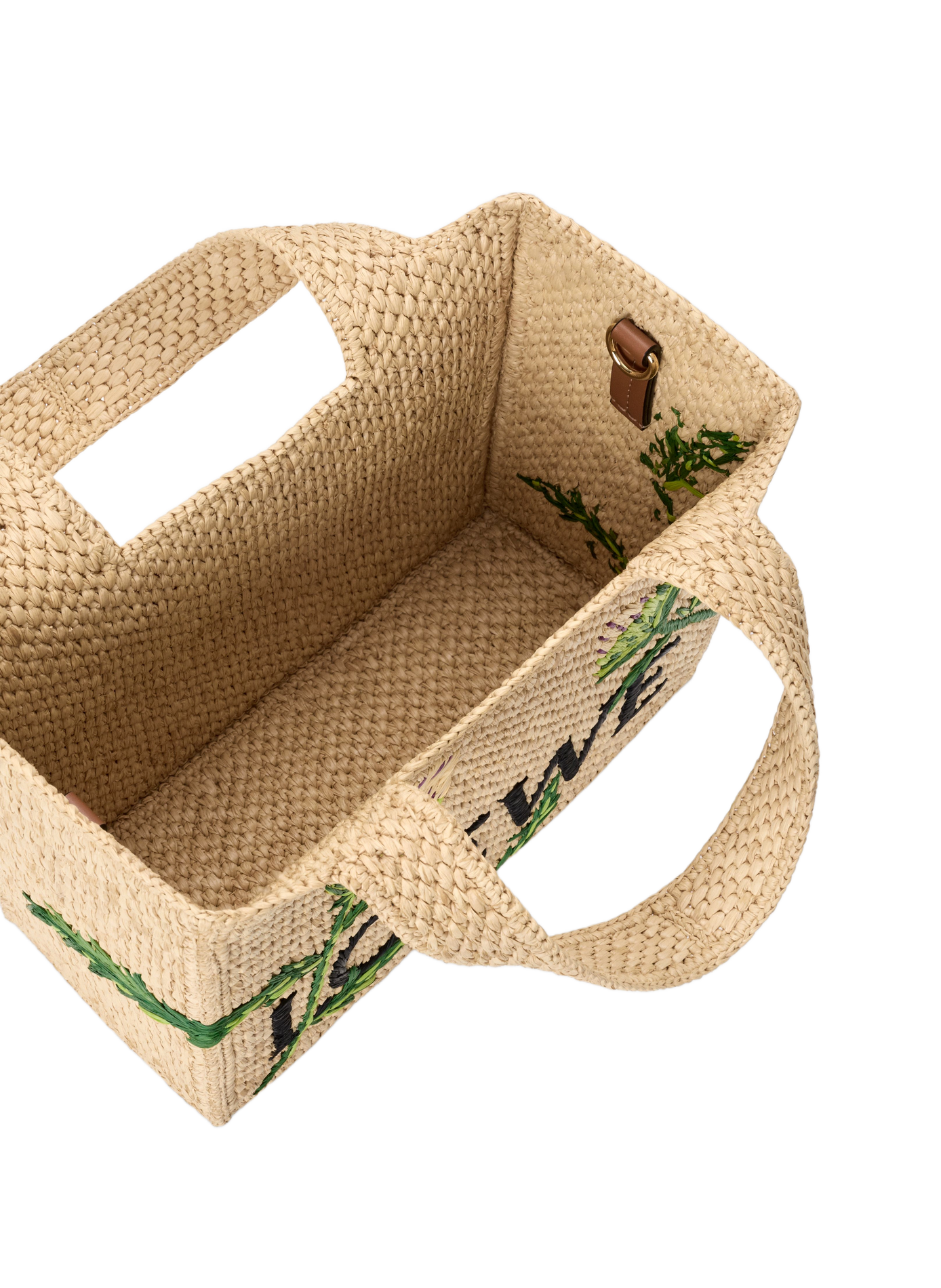 Petit Font tote brodé en raphia LOEWE Beige