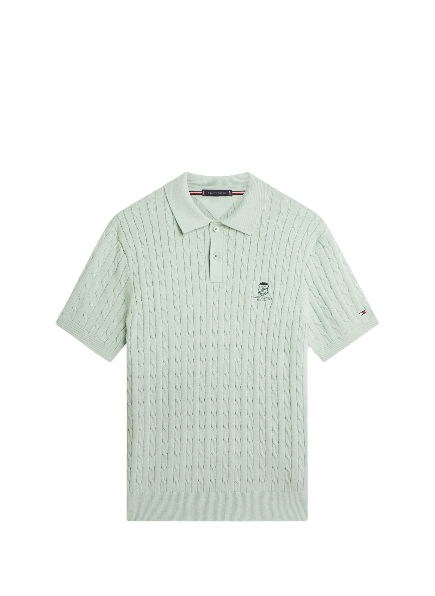 Short-sleeved twisted knit cotton polo TOMMY HILFIGER Green