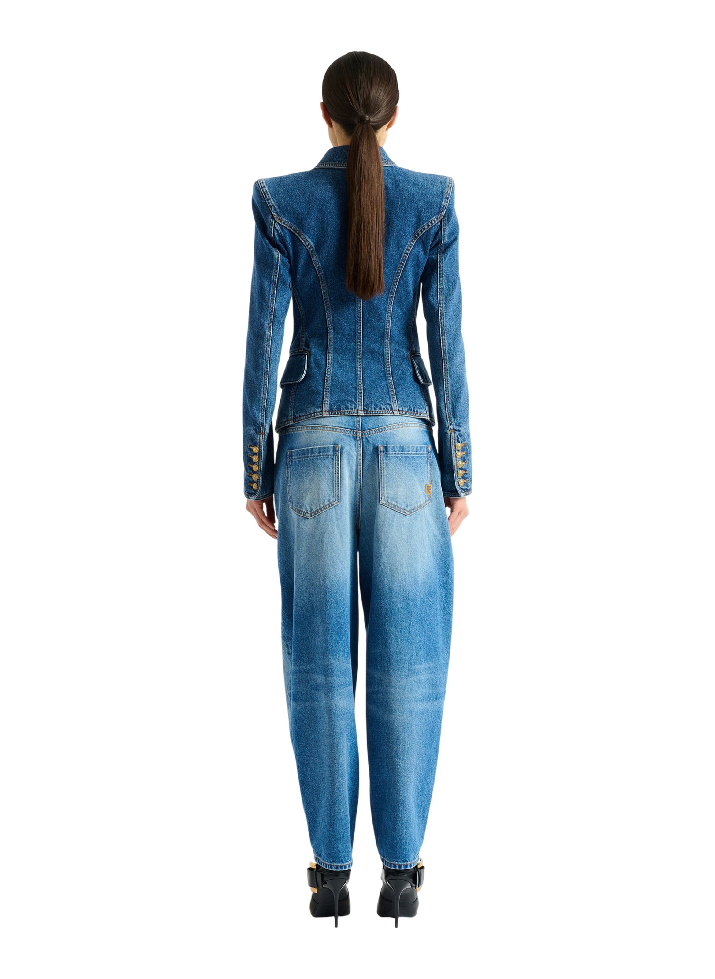 Veste 2 boutons en denim BALMAIN Bleu