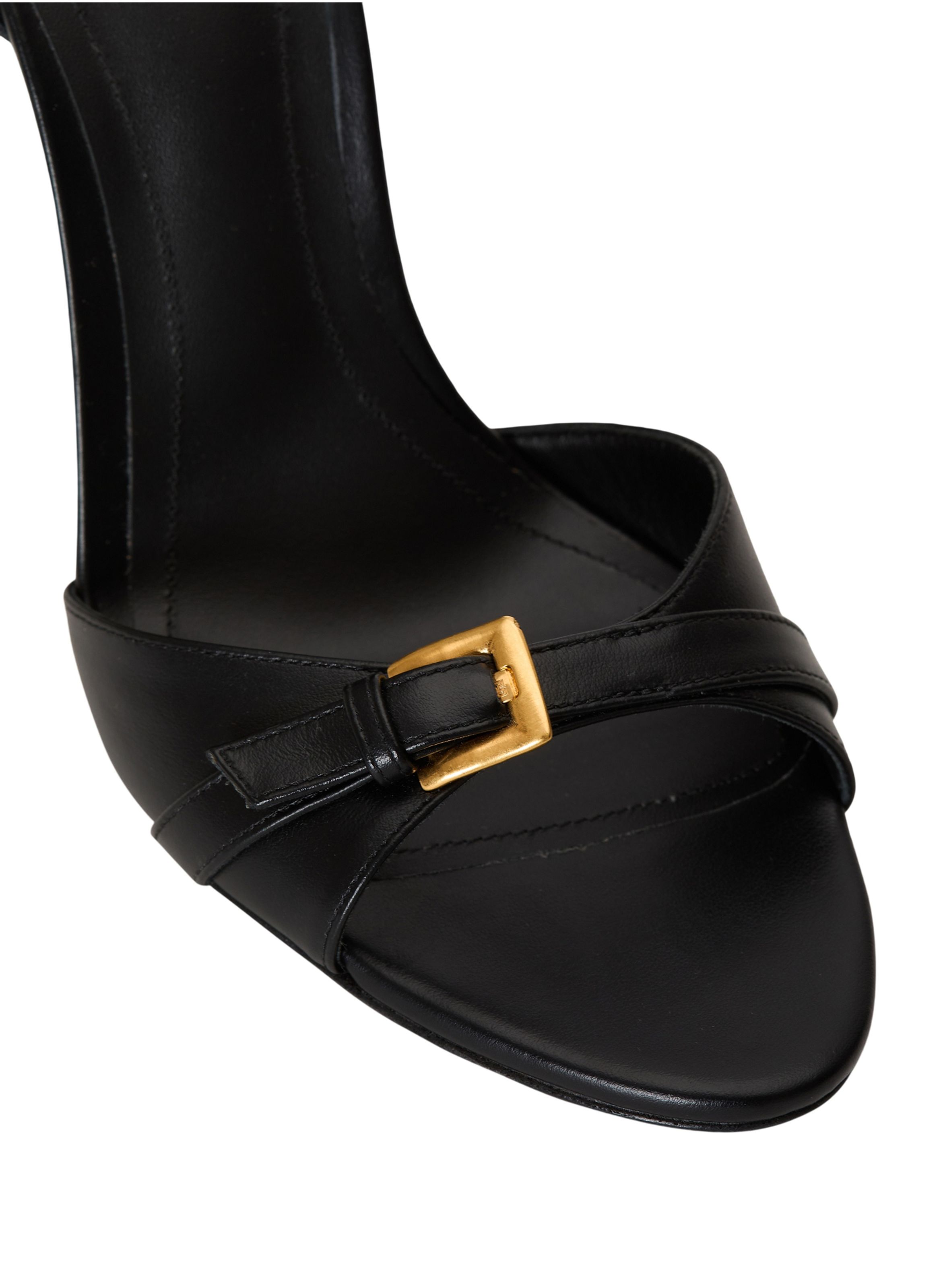 Sandales anthem en cuir lisse BALMAIN Noir