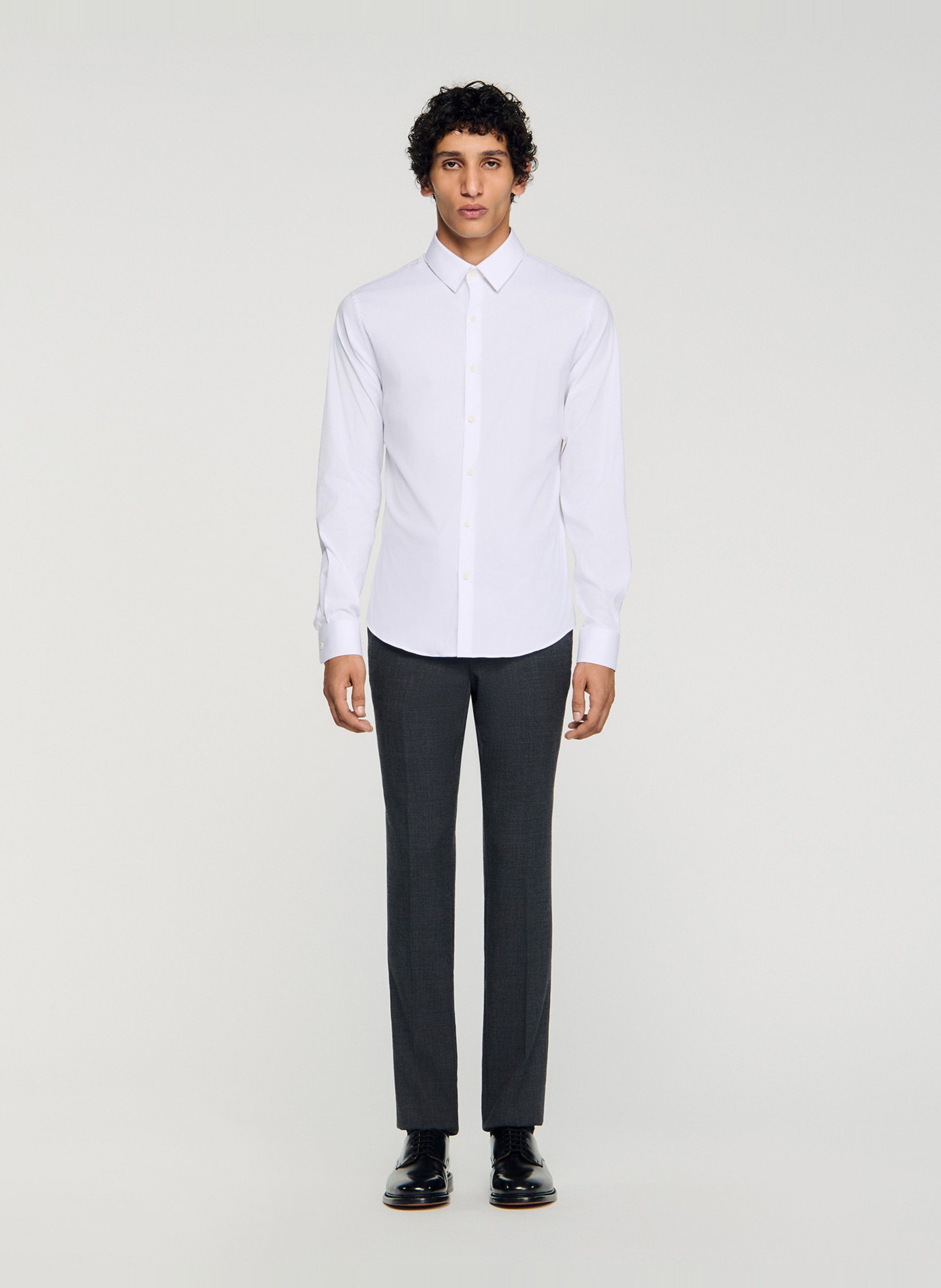 Chemise slim-fit en coton stretch | Blanc SANDRO Homme