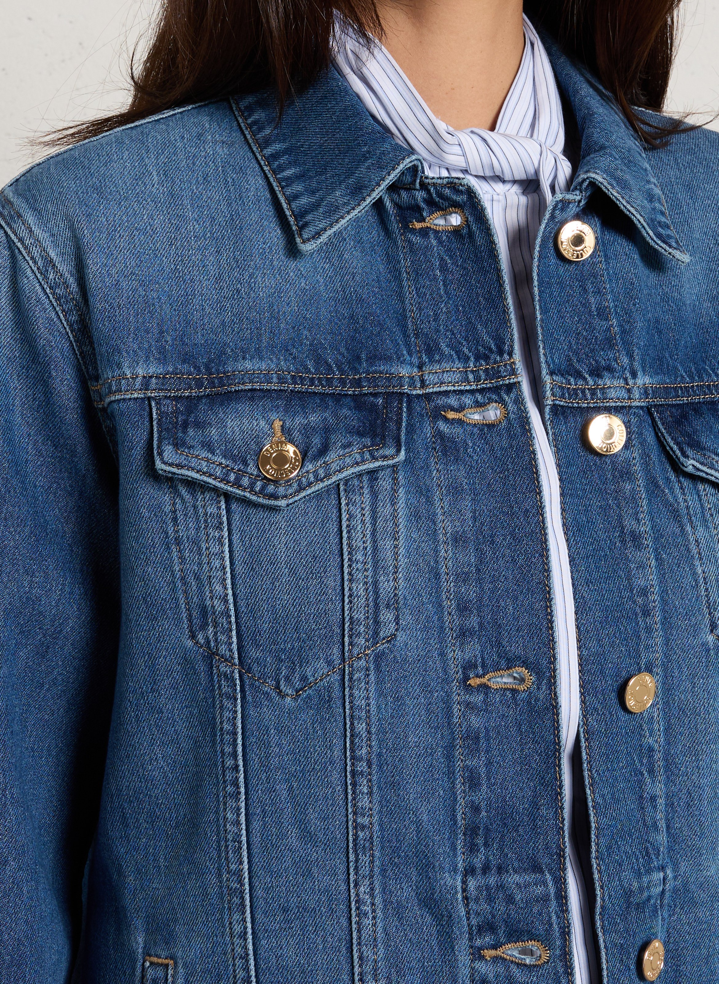 Veste denim droite en coton mélangé sophie MAISON 123 Bleu