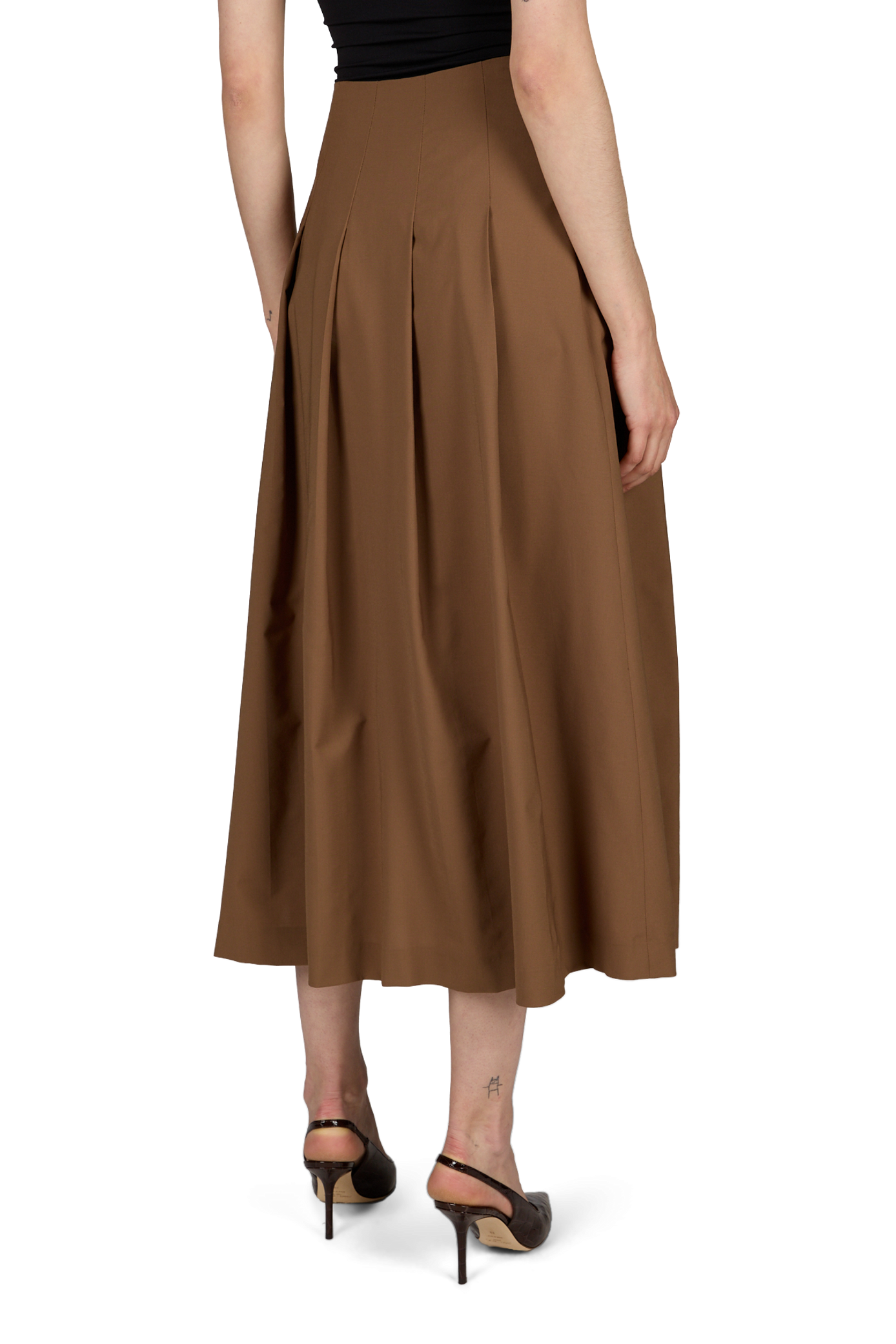 Pleated midi skirt in mixed wool ROHE FRAMES Brown