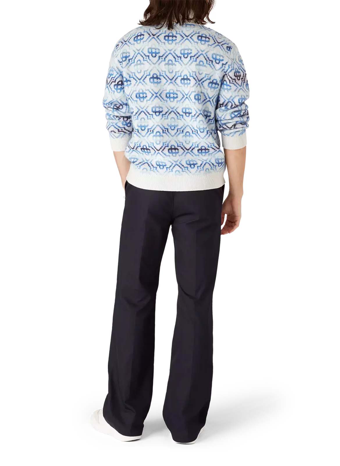 Cardigan Space Dye à imprimé logo en laine mélangée CASABLANCA PARIS Bleu
