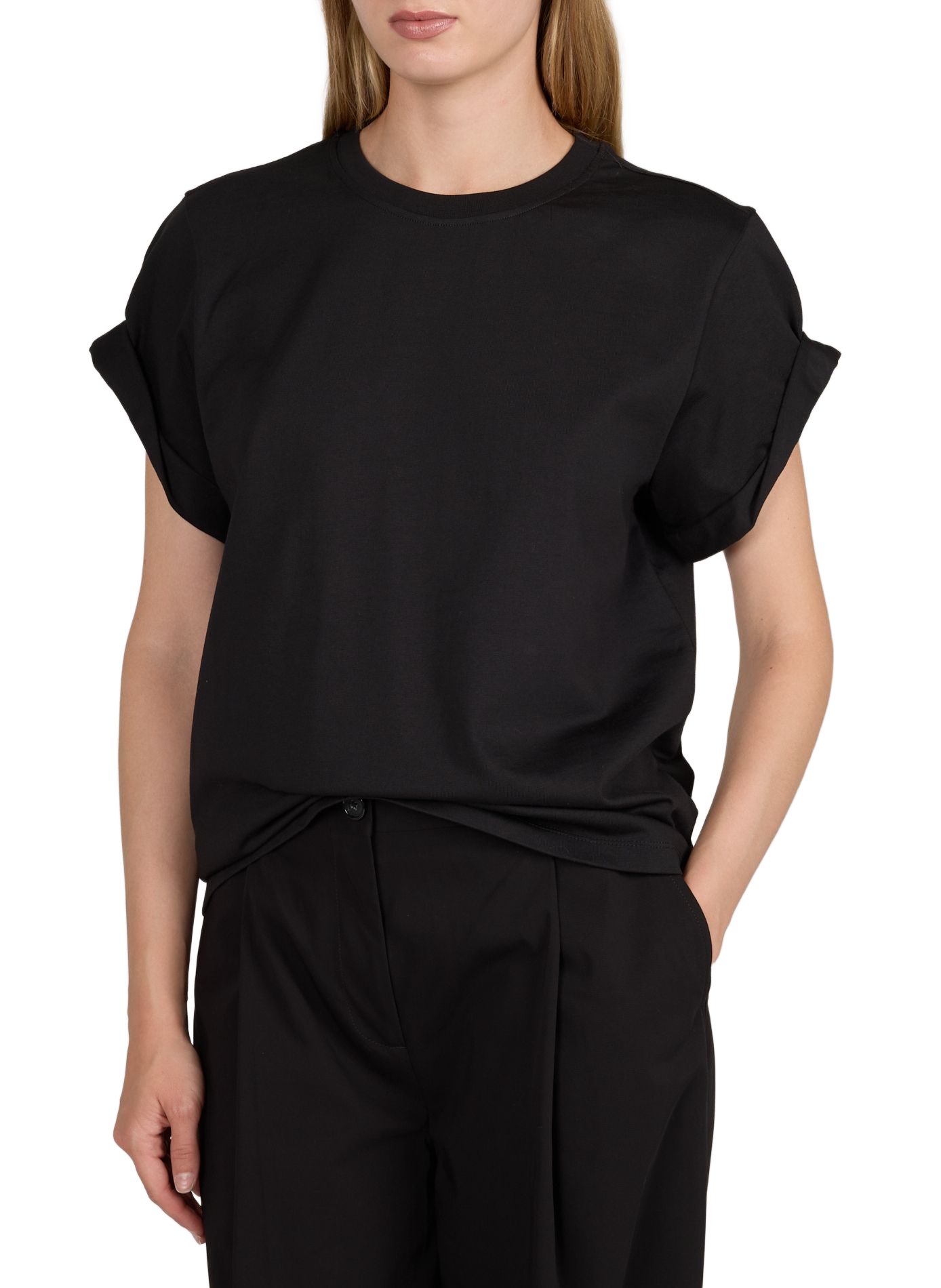 Straight cotton t-shirt VICTORIA BECKHAM Black