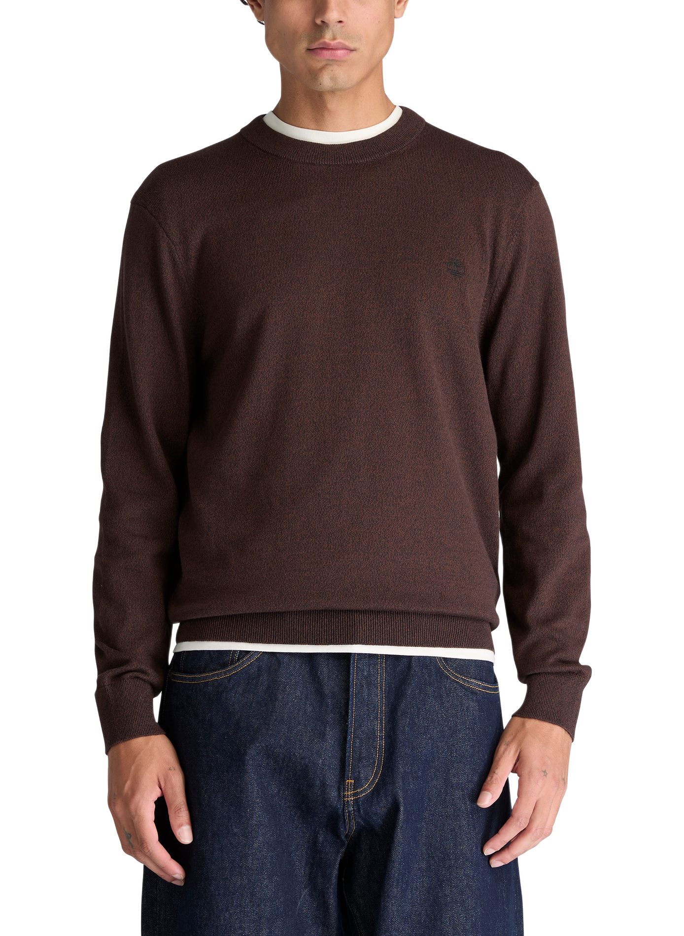 Pull droit à col rond en oton TIMBERLAND Marron
